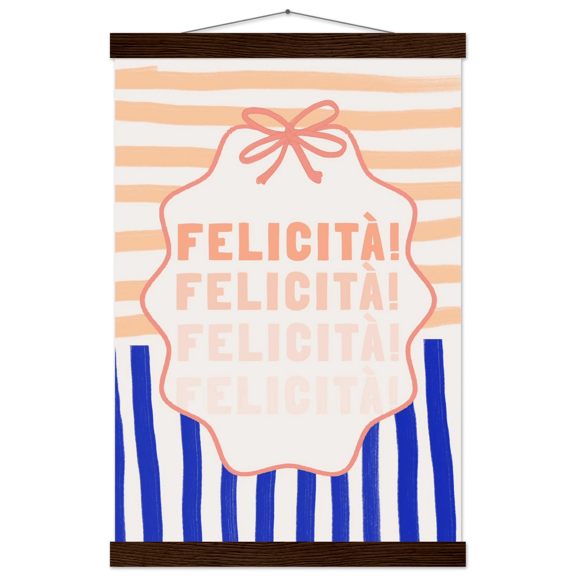 Felicità Italian Happiness Quote Print | Coquette Stripe Wall Art - Evergreen Posters