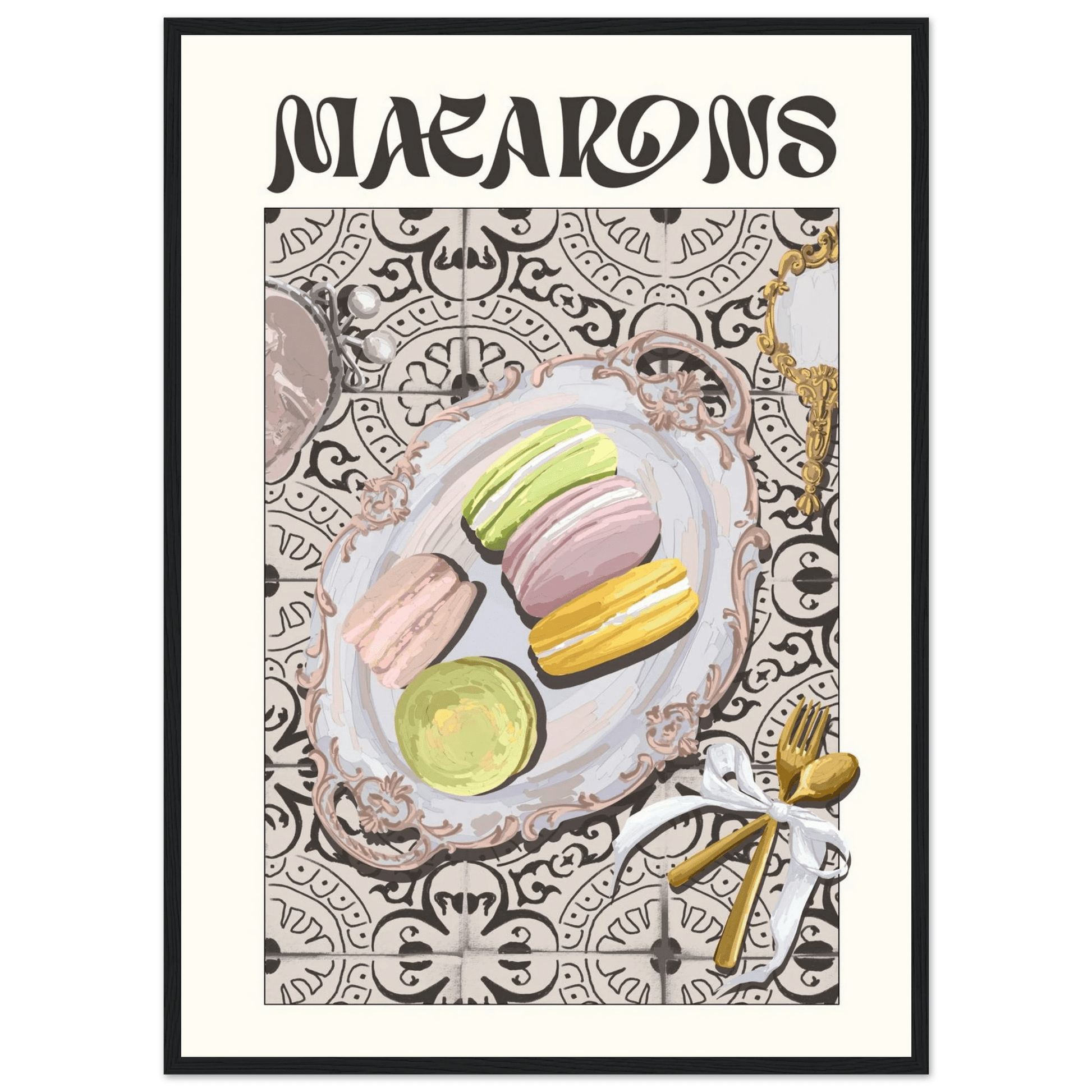 Macarons Poster – Playful French Patisserie Kitchen Wall Art Print (Digital & Printed Options) - Evergreen Posters
