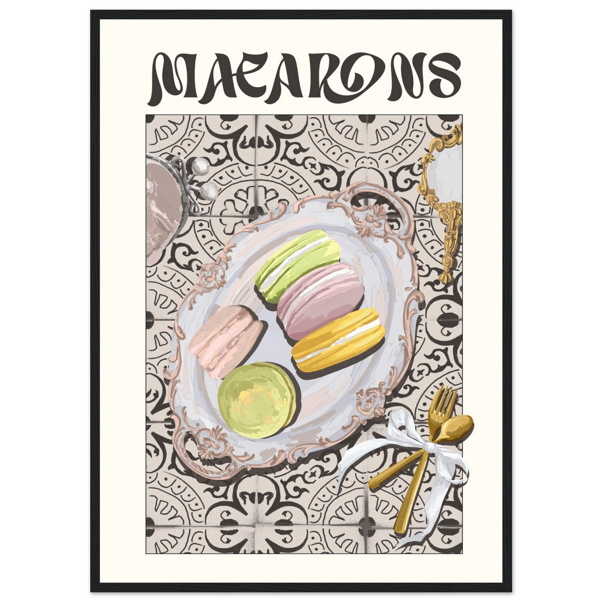 Macarons Poster – Playful French Patisserie Kitchen Wall Art Print (Digital & Printed Options) - Evergreen Posters