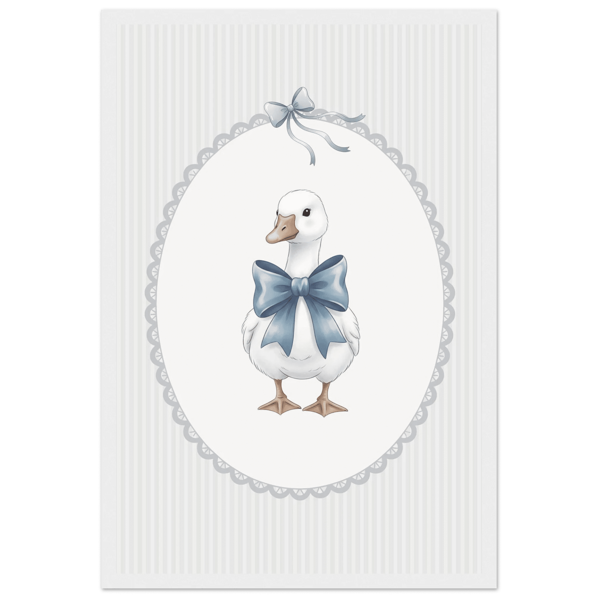Blue Bow Duck Nursery Poster – Sweet Baby Room Wall Art Print - Evergreen Posters