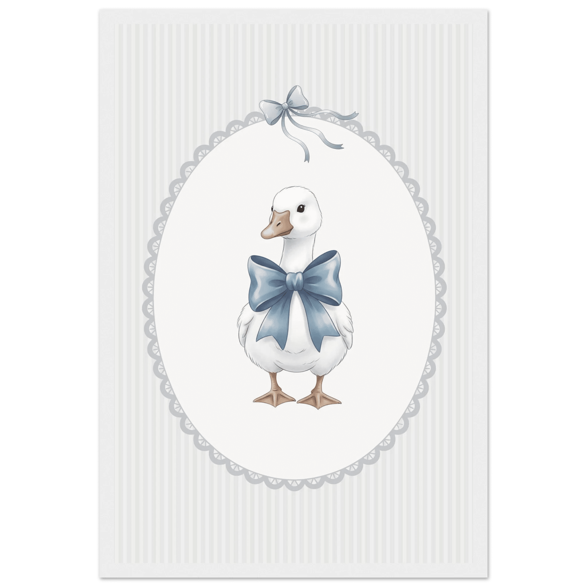 Blue Bow Duck Nursery Poster – Sweet Baby Room Wall Art Print - Evergreen Posters