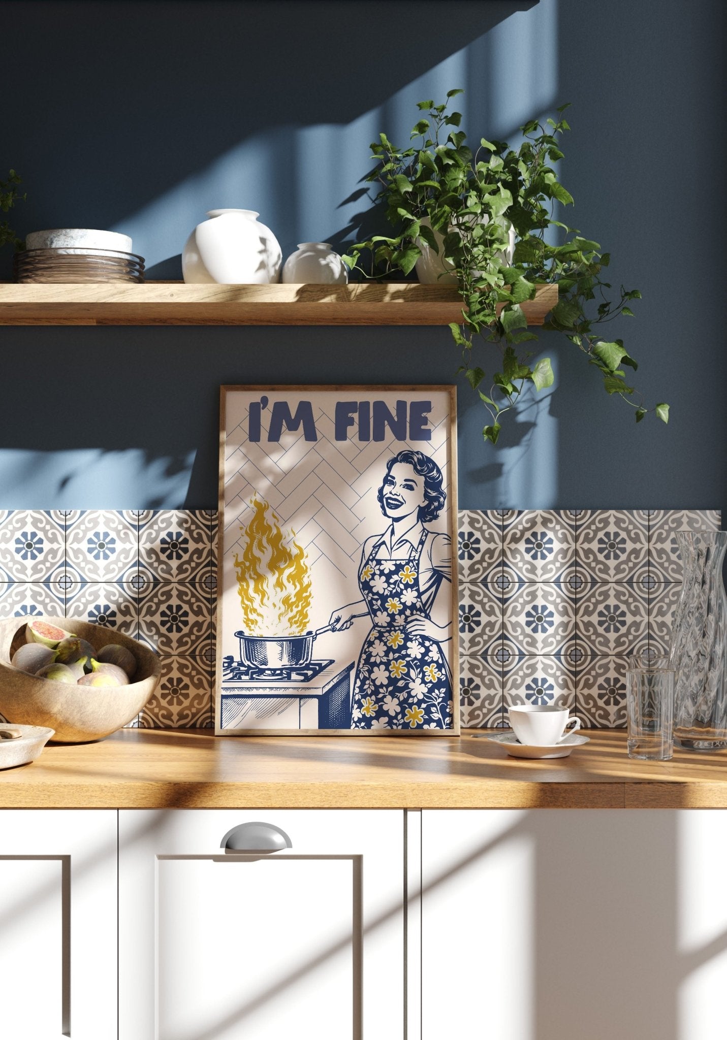 I'm Fine Poster – Funny Retro Kitchen Wall Art Print (Digital & Printed Options) - Evergreen Posters