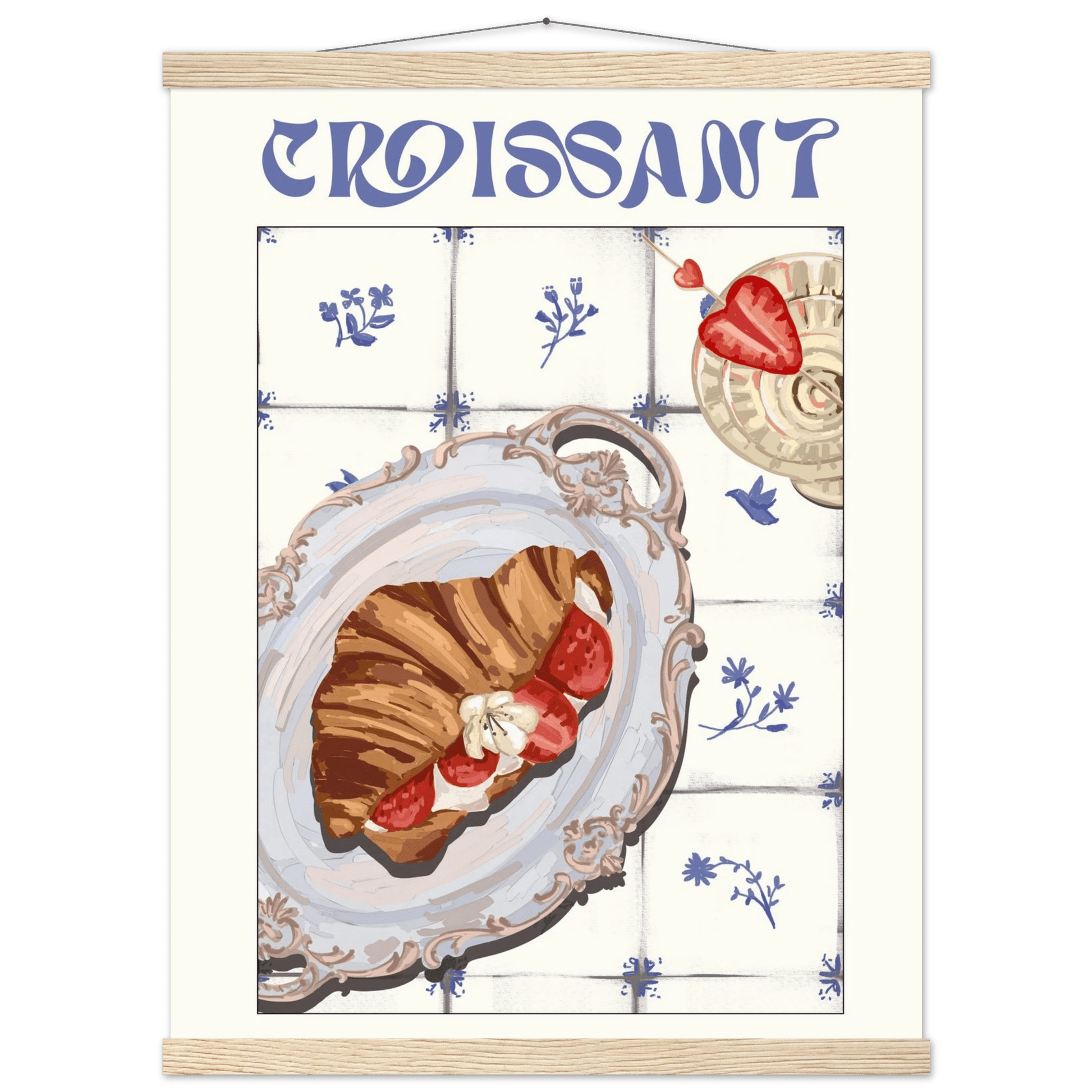 Croissant Poster – Charming French Breakfast Kitchen Wall Art Print (Digital & Printed Options) - Evergreen Posters