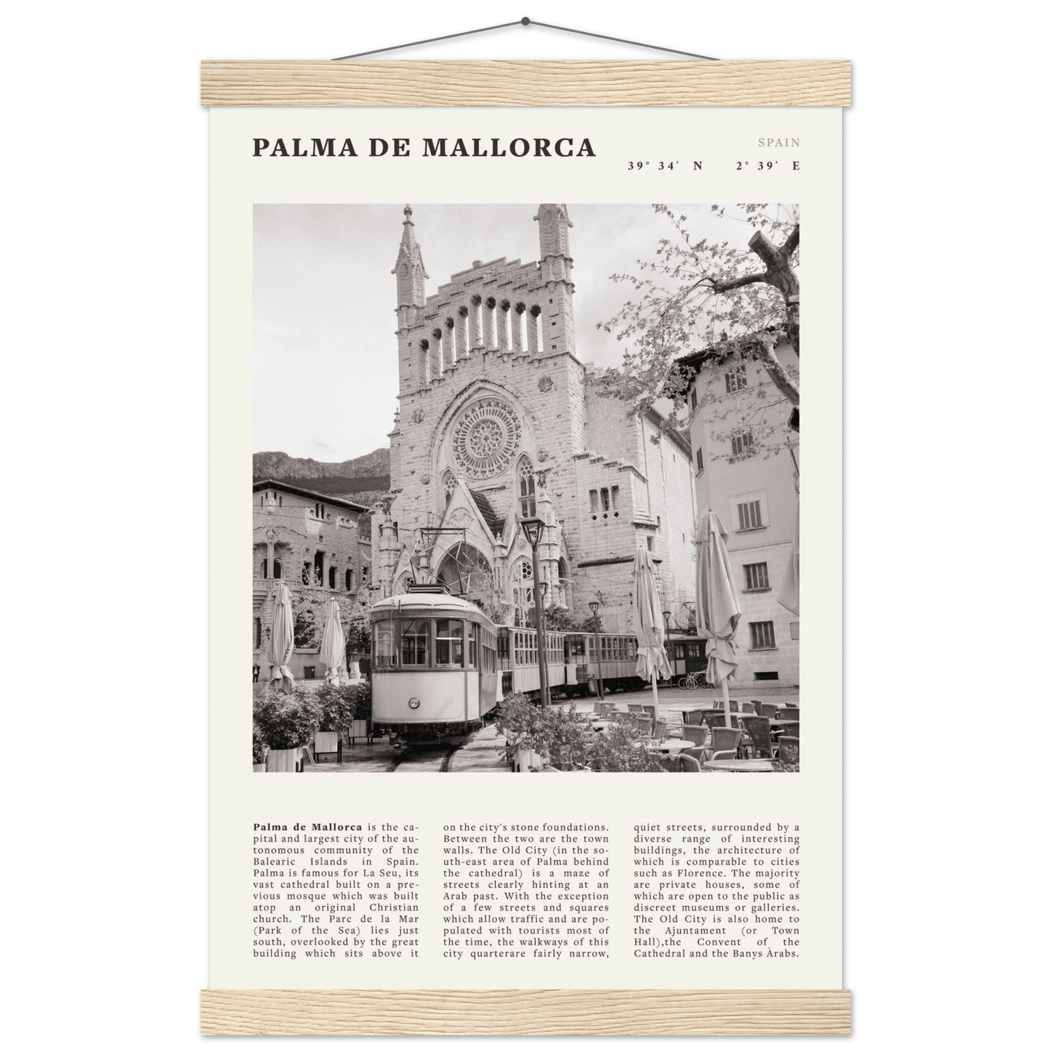 Palma de Mallorca Poster | Black & White Spain Wall Art | Travel Print | Mediterranean Decor - Evergreen Posters