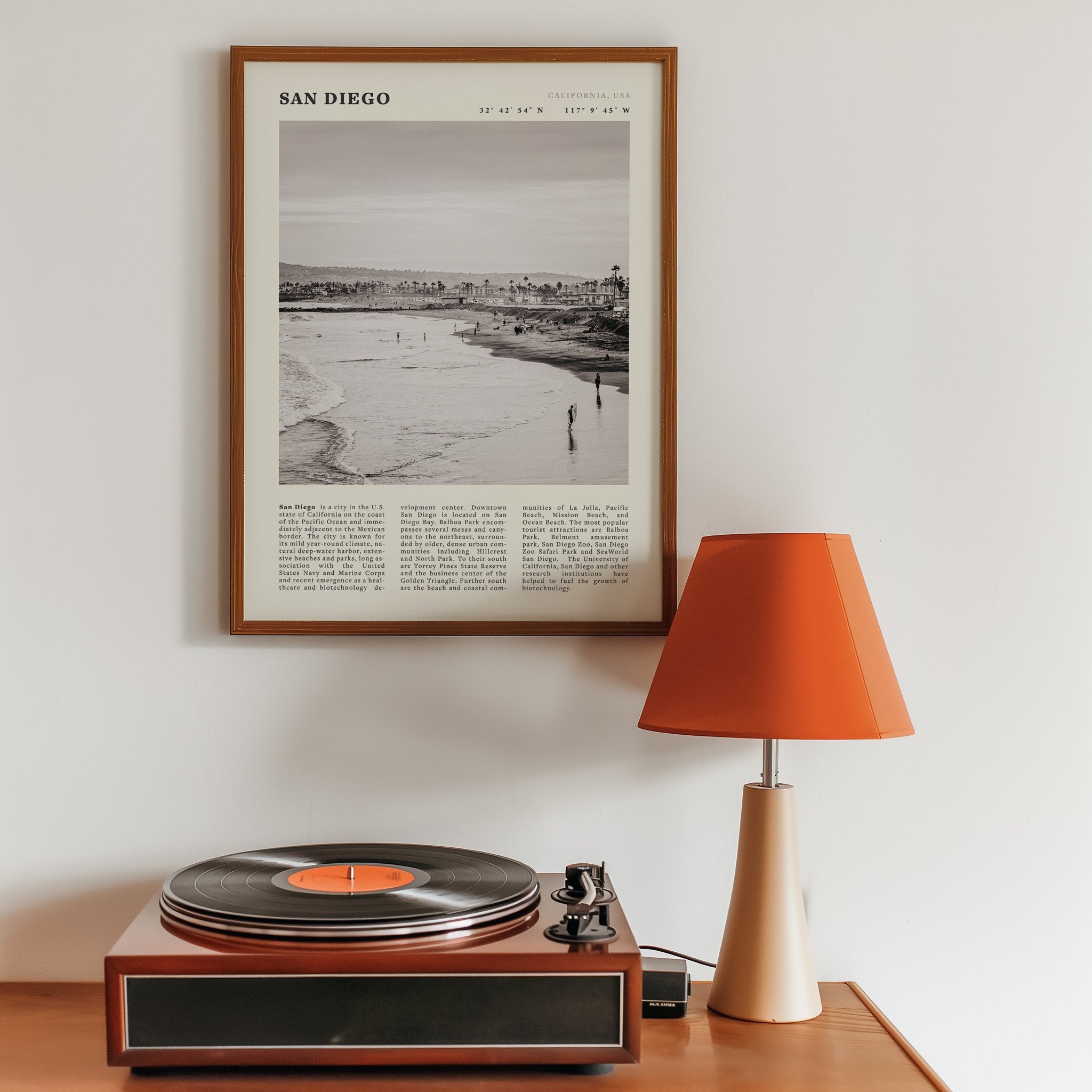 San Diego Poster | Black & White California Beach Wall Art | Coastal Travel Print Decor - Evergreen Posters