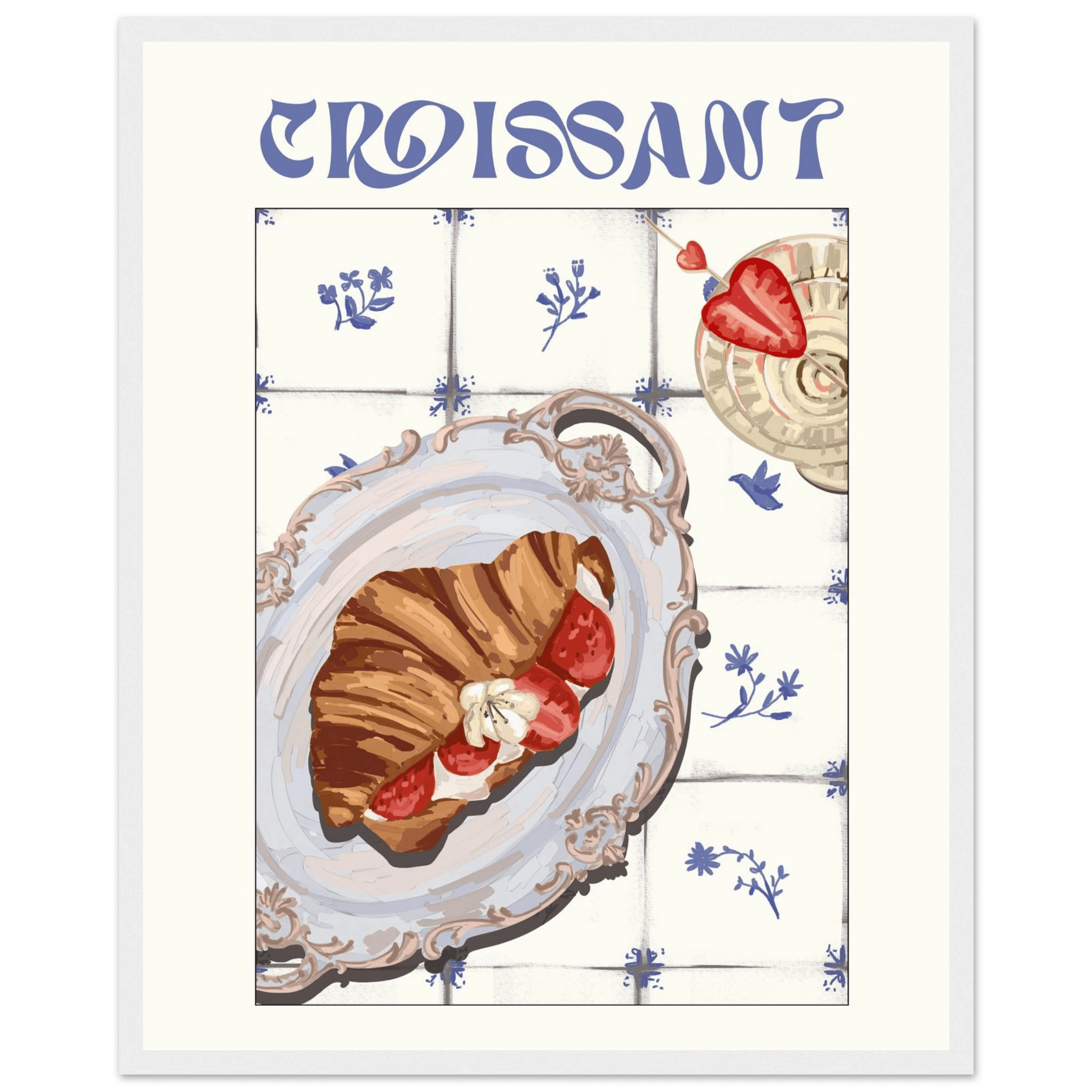 Croissant Poster – Charming French Breakfast Kitchen Wall Art Print (Digital & Printed Options) - Evergreen Posters