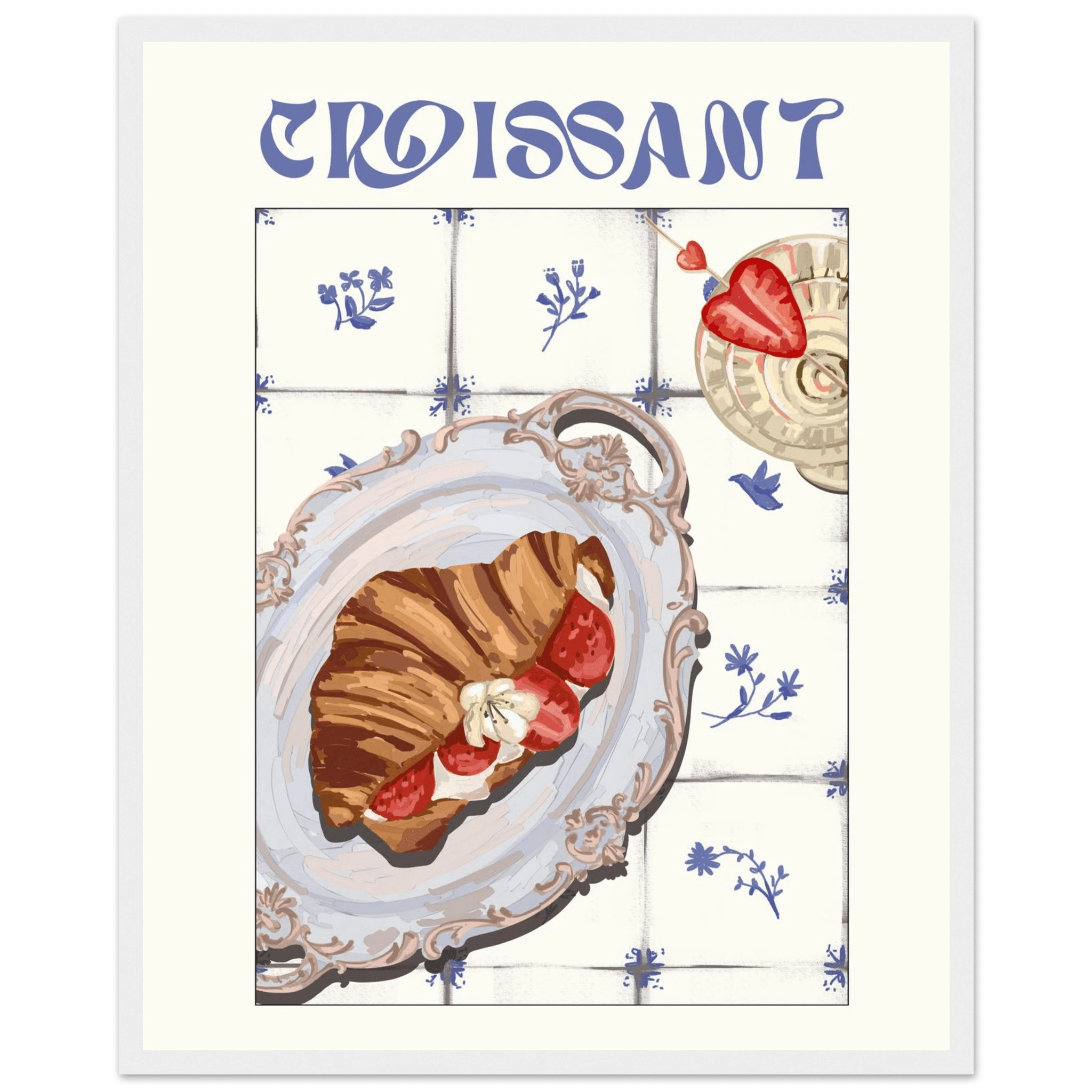 Croissant Poster – Charming French Breakfast Kitchen Wall Art Print (Digital & Printed Options) - Evergreen Posters
