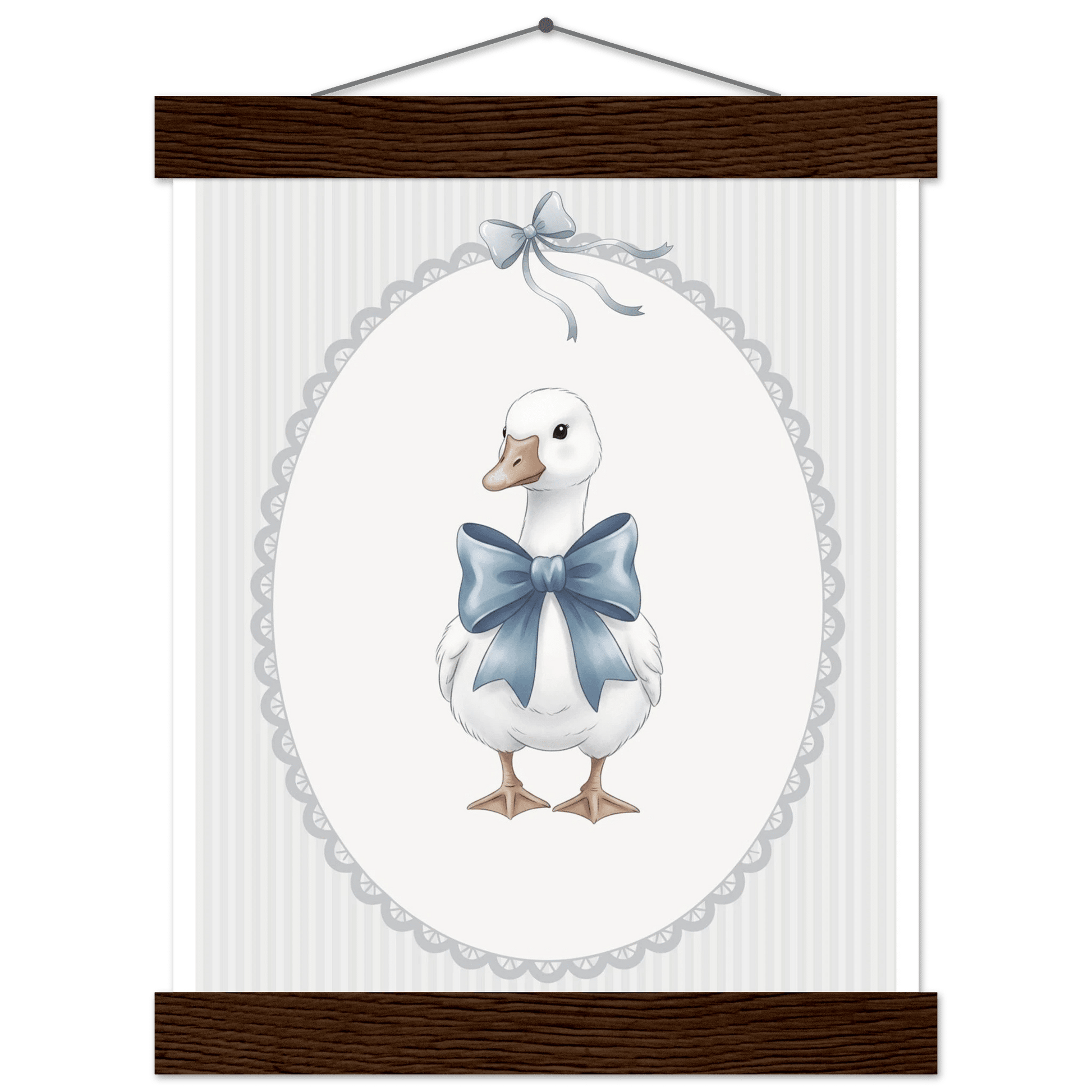 Blue Bow Duck Nursery Poster – Sweet Baby Room Wall Art Print - Evergreen Posters