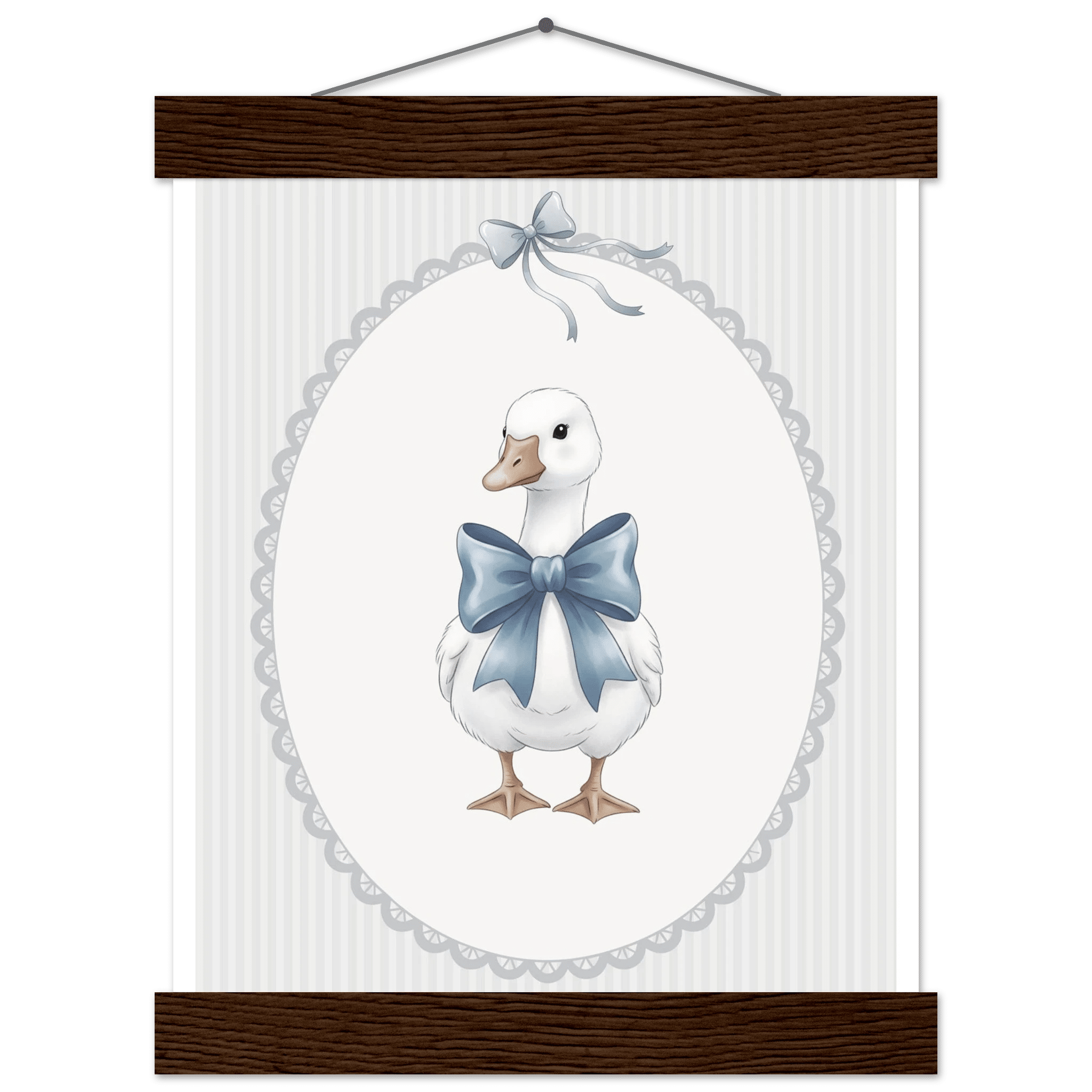 Blue Bow Duck Nursery Poster – Sweet Baby Room Wall Art Print - Evergreen Posters
