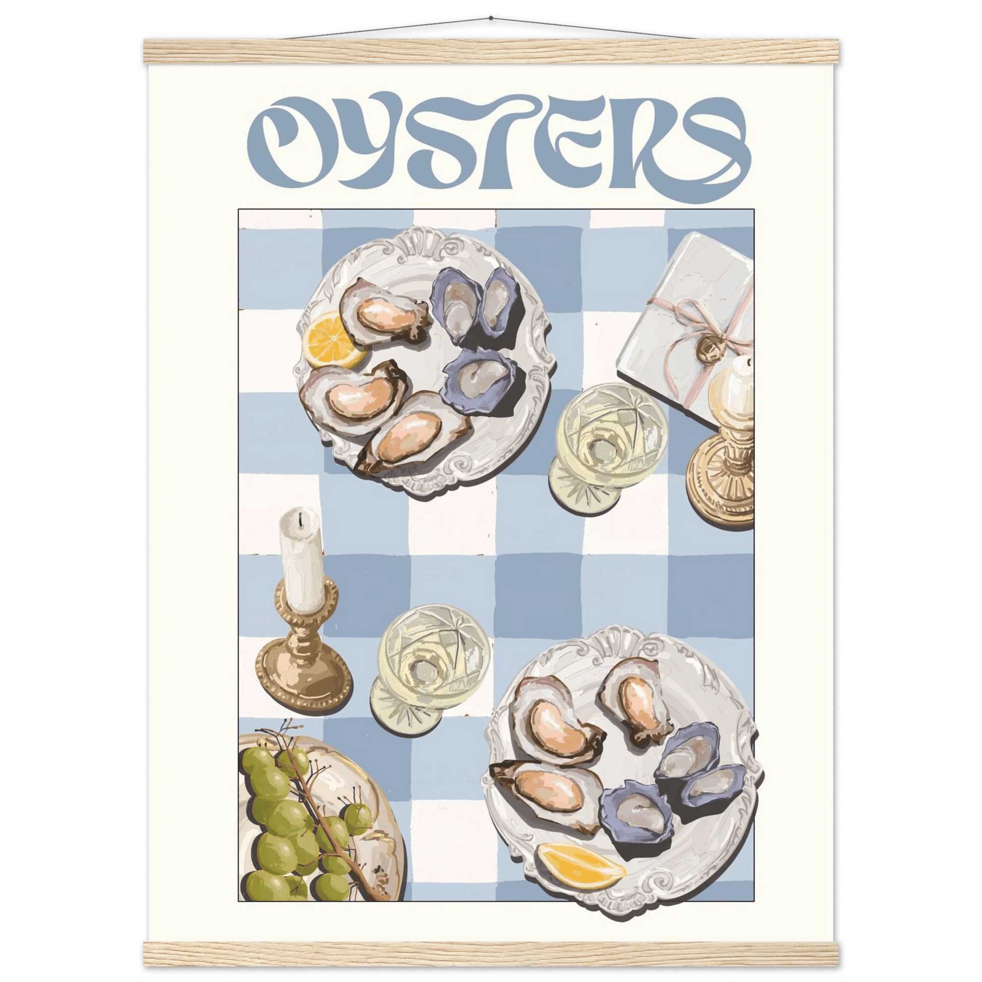 Oysters Poster – Playful Seafood Kitchen Wall Art Print (Digital & Printed Options) - Evergreen Posters