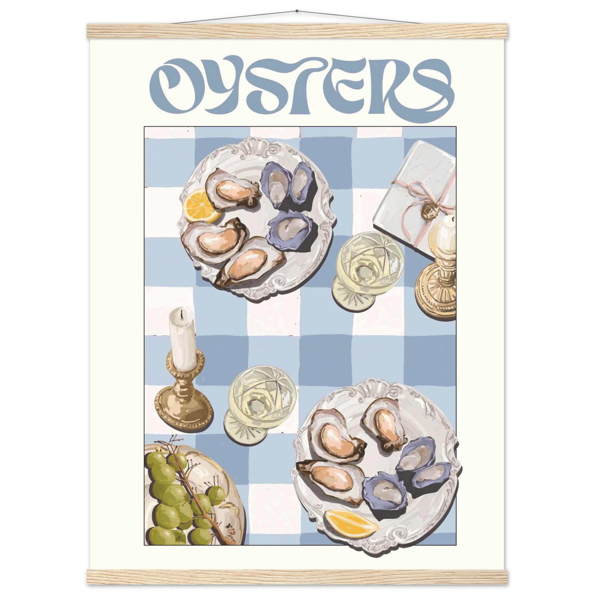 Oysters Poster – Playful Seafood Kitchen Wall Art Print (Digital & Printed Options) - Evergreen Posters