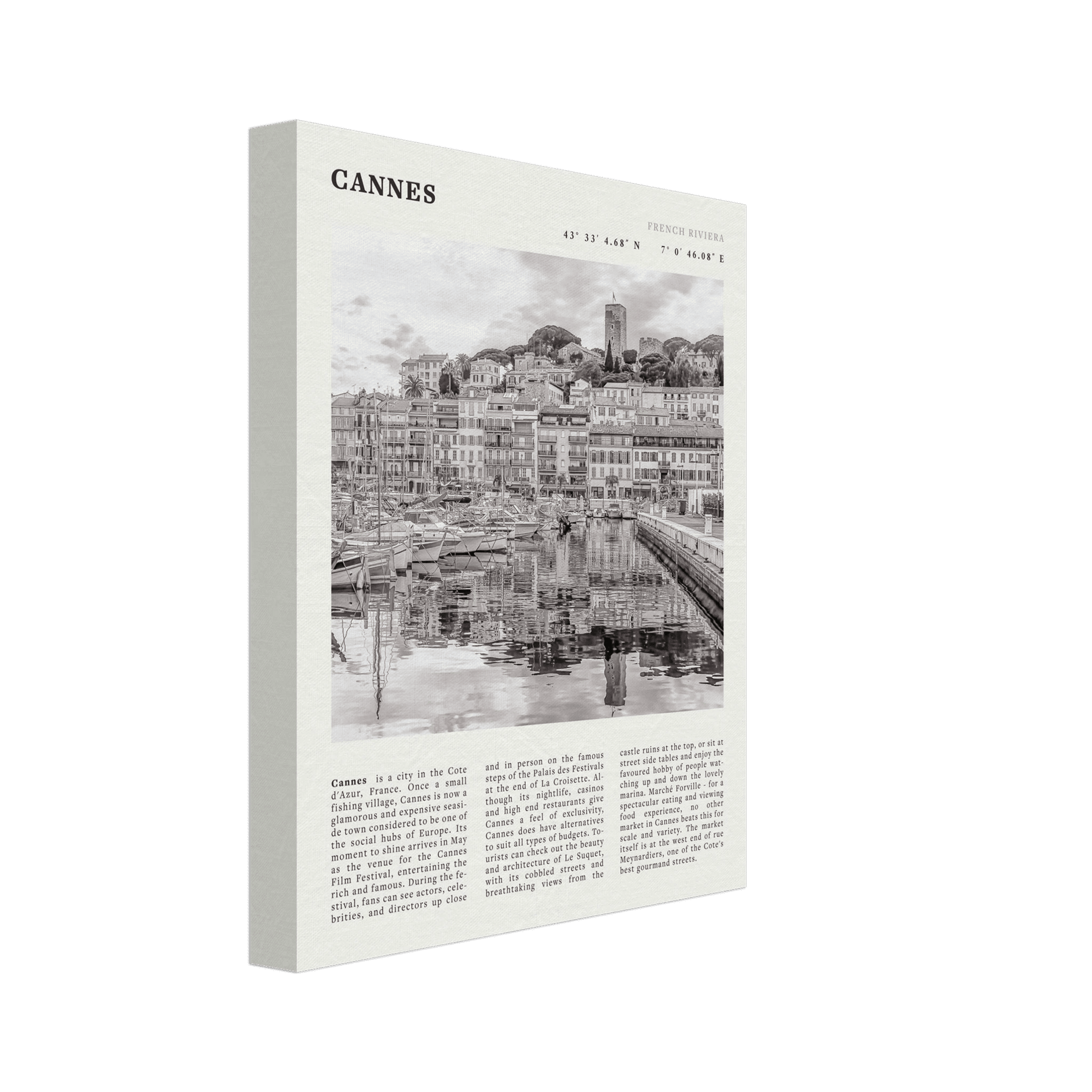 Cannes Poster | Black & White French Riviera Wall Art | France Travel Print - Evergreen Posters