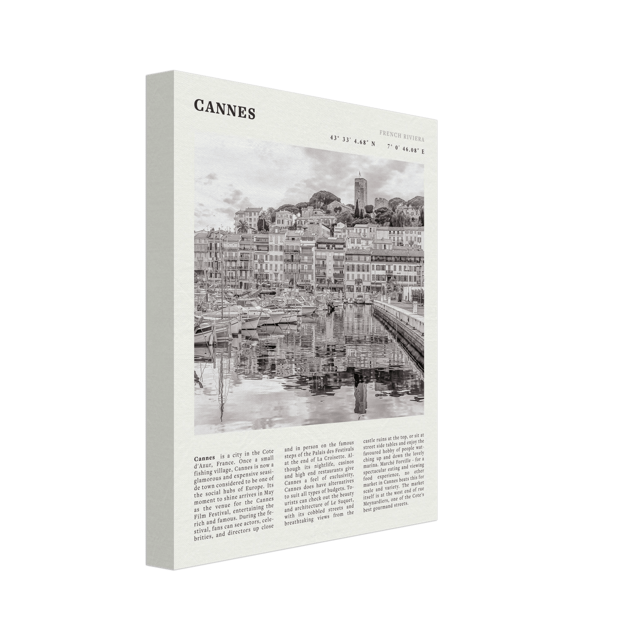 Cannes Poster | Black & White French Riviera Wall Art | France Travel Print - Evergreen Posters