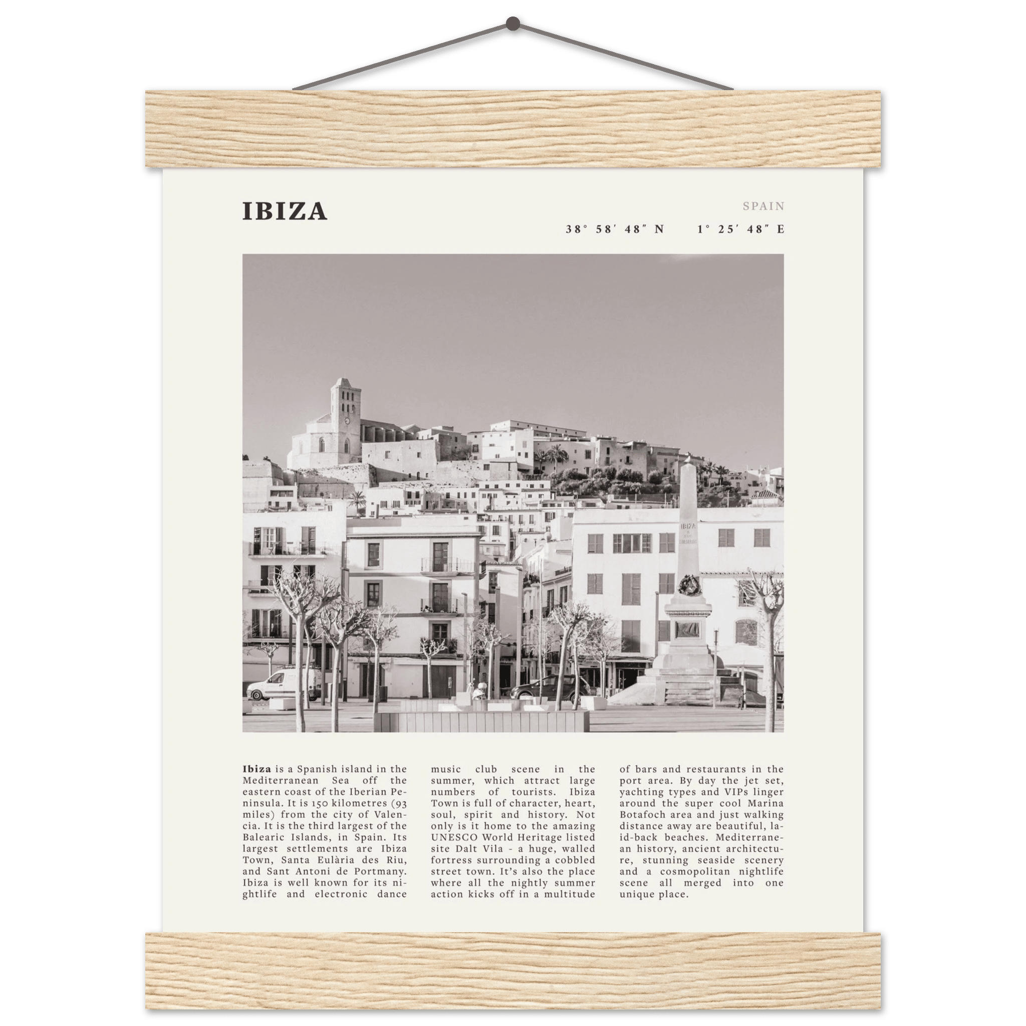 Ibiza Poster | Black & White Spanish Island Wall Art | Spain Travel Print - Evergreen Posters