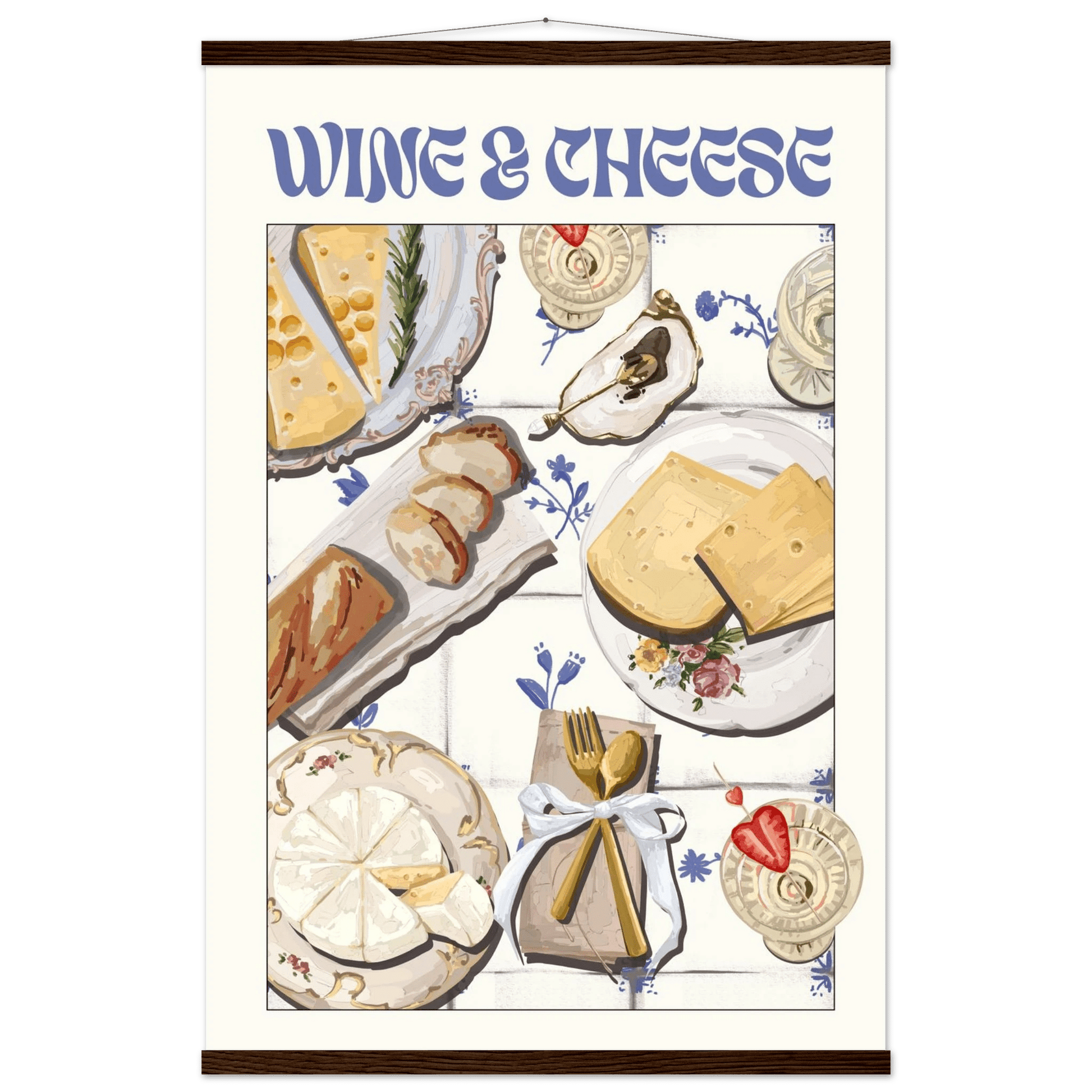 Wine & Cheese Poster – Elegant Kitchen & Dining Wall Art Print (Digital & Printed Options) - Evergreen Posters