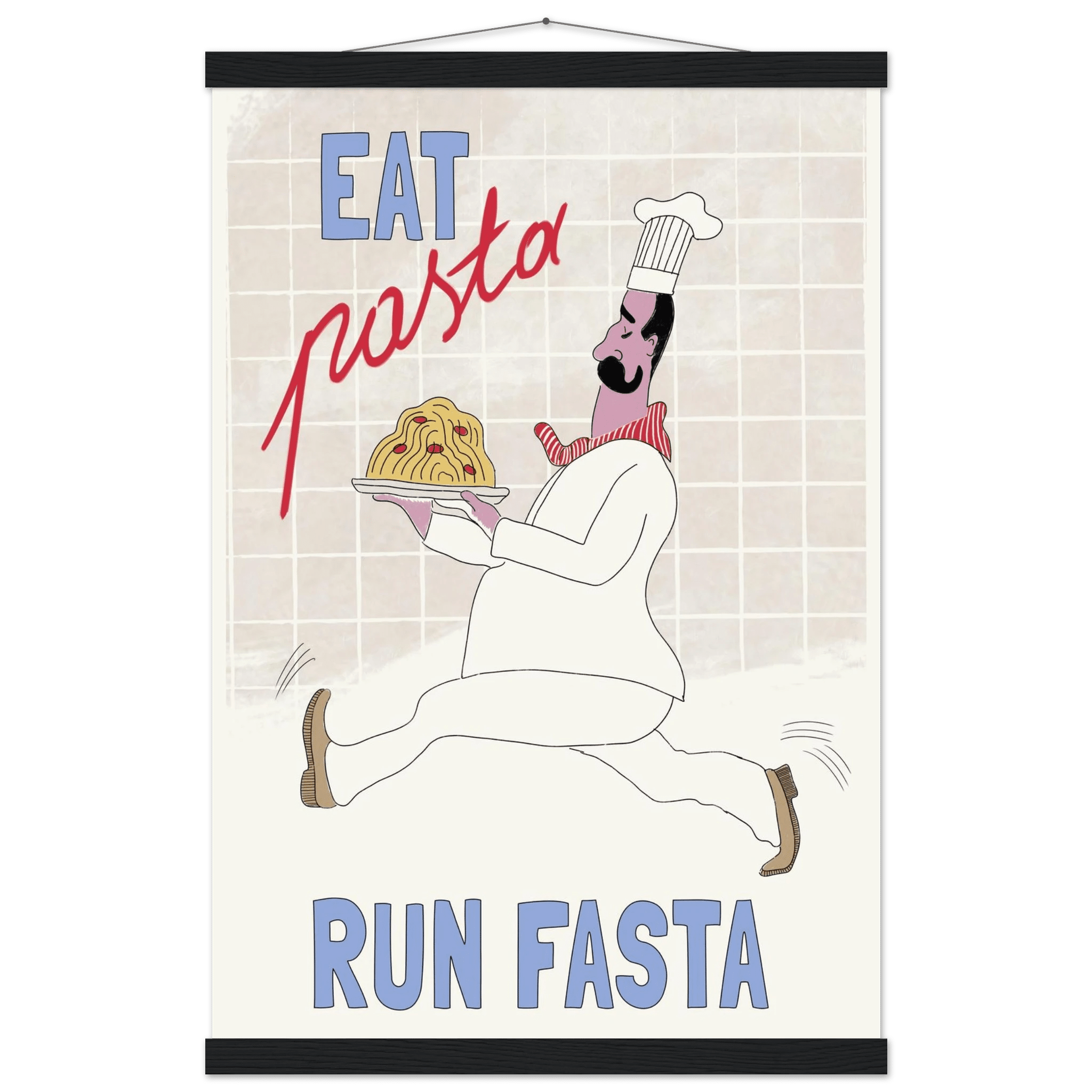 Eat Pasta Run Fasta Poster – Fun Kitchen Wall Art Print (Digital & Printed Options) - Evergreen Posters