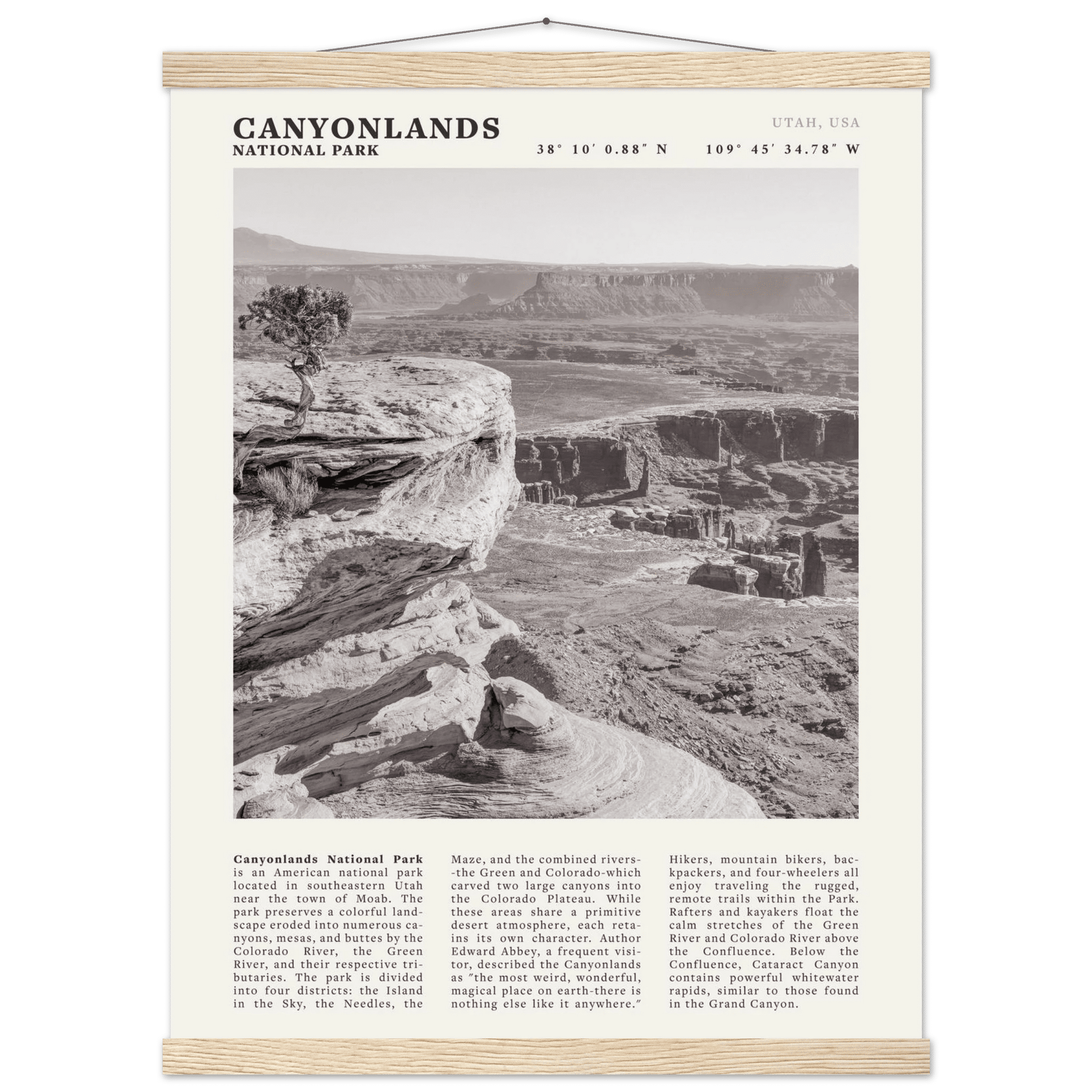 Canyonlands National Park Poster | Black & White Utah Wall Art | Canyon Travel Print - Evergreen Posters