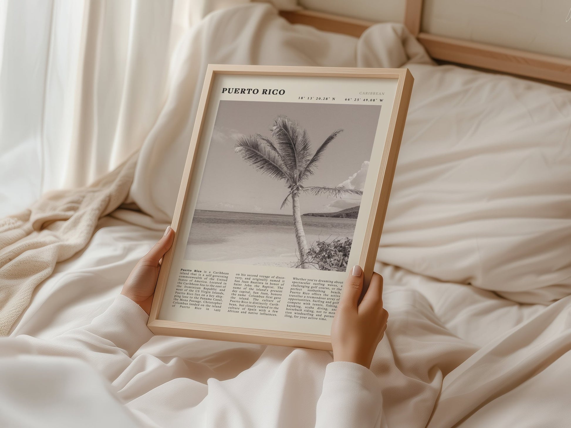 Puerto Rico Poster Black and White – Vintage Caribbean Palm Beach Print (Digital & Printed Options) - Evergreen Posters
