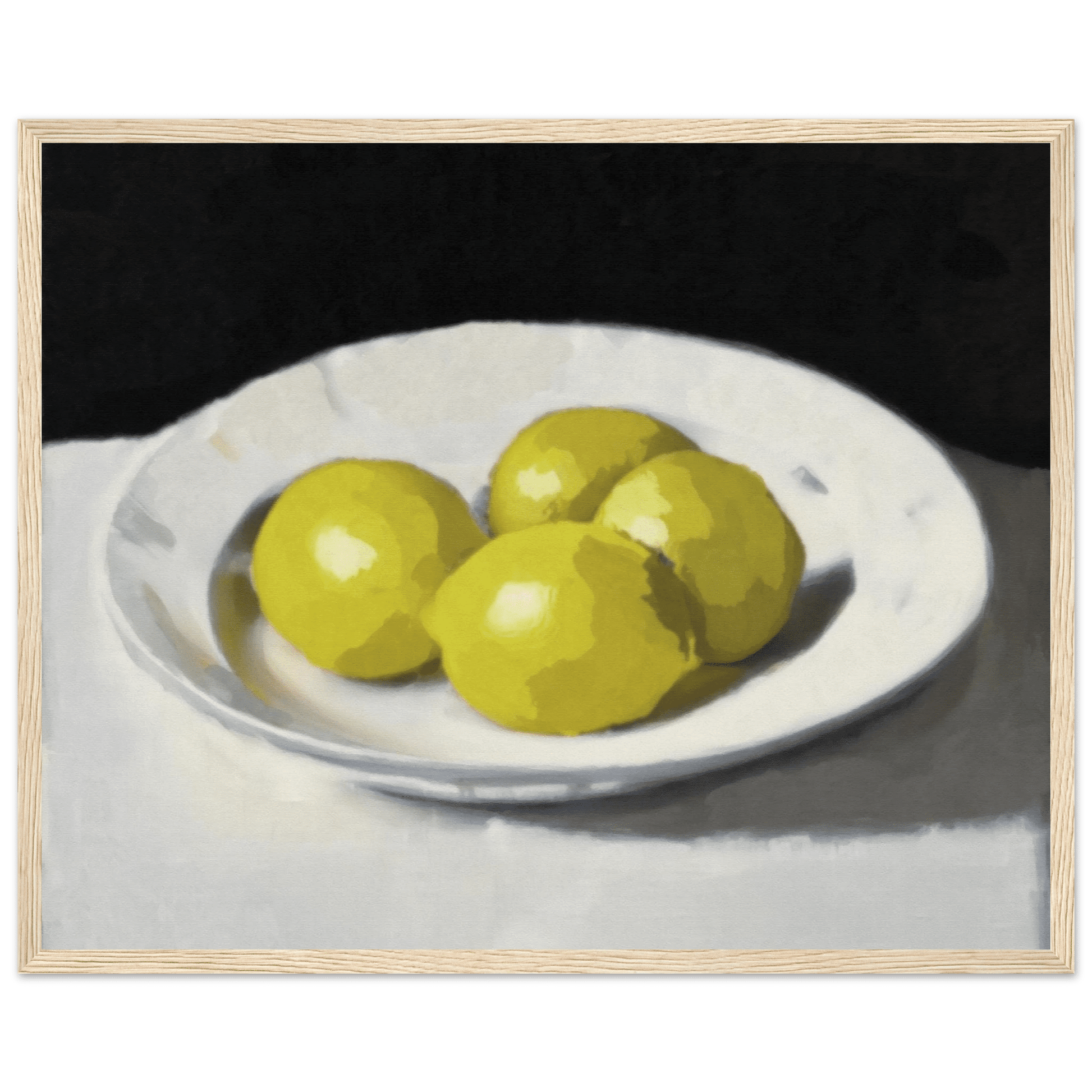 Lemons Print | Three Lemons Oil Painting Wall Art | Kitchen Still Life Poster - Evergreen Posters