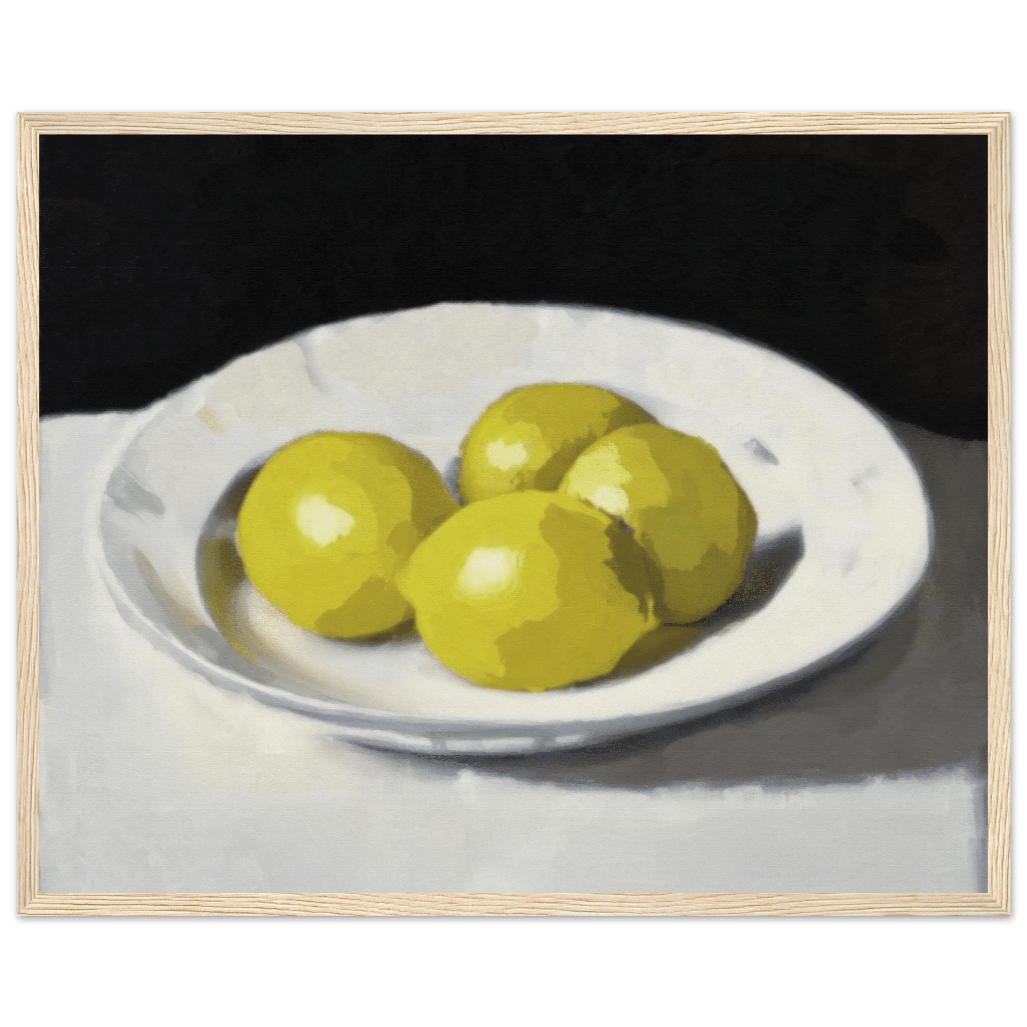 Lemons Print | Three Lemons Oil Painting Wall Art | Kitchen Still Life Poster - Evergreen Posters