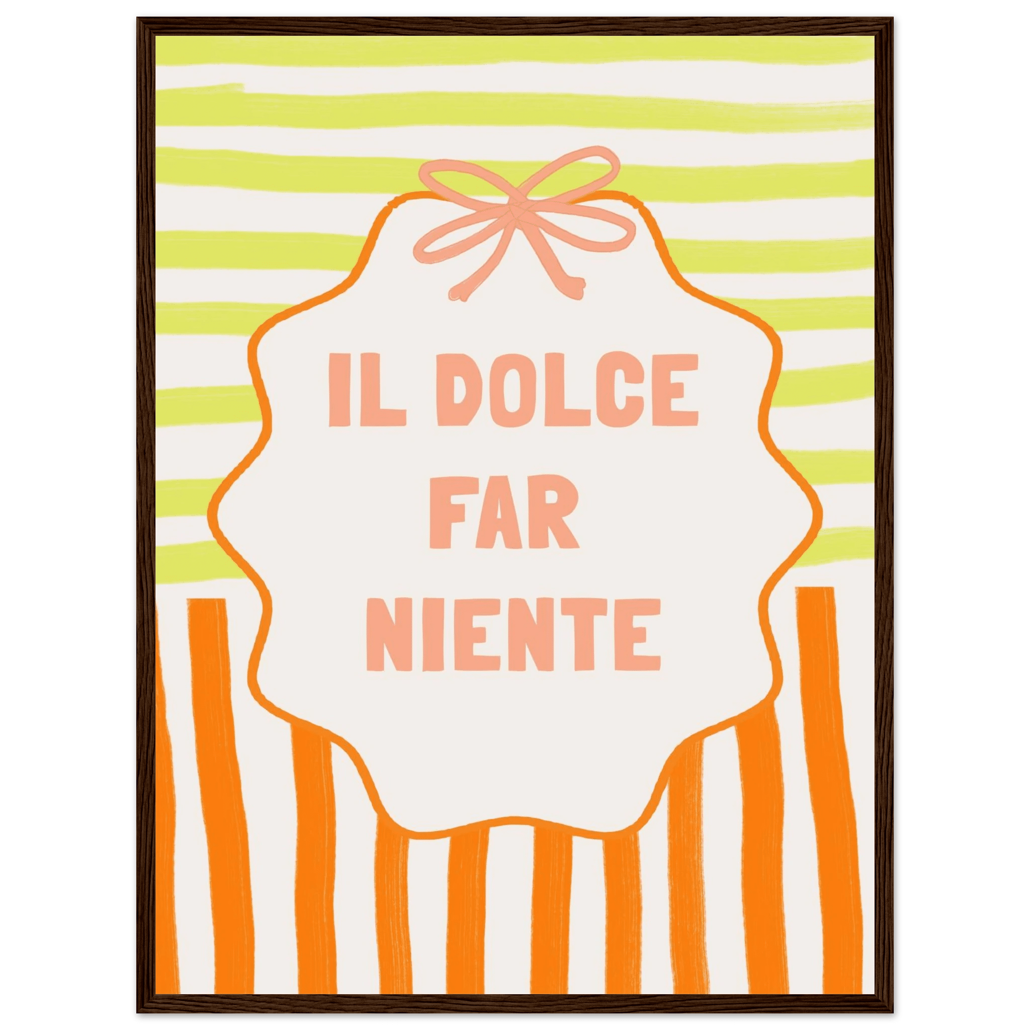 Il Dolce Far Niente Italian Print | Coquette Stripe Wall Art - Evergreen Posters