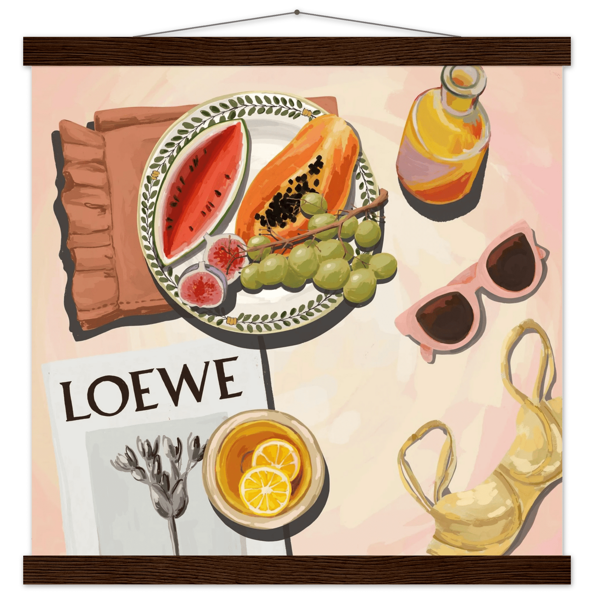 Loewe Summer Fruits Poster | Dopamine Decor Food Wall Art | Pastel Square Kitchen Print - Evergreen Posters - 30