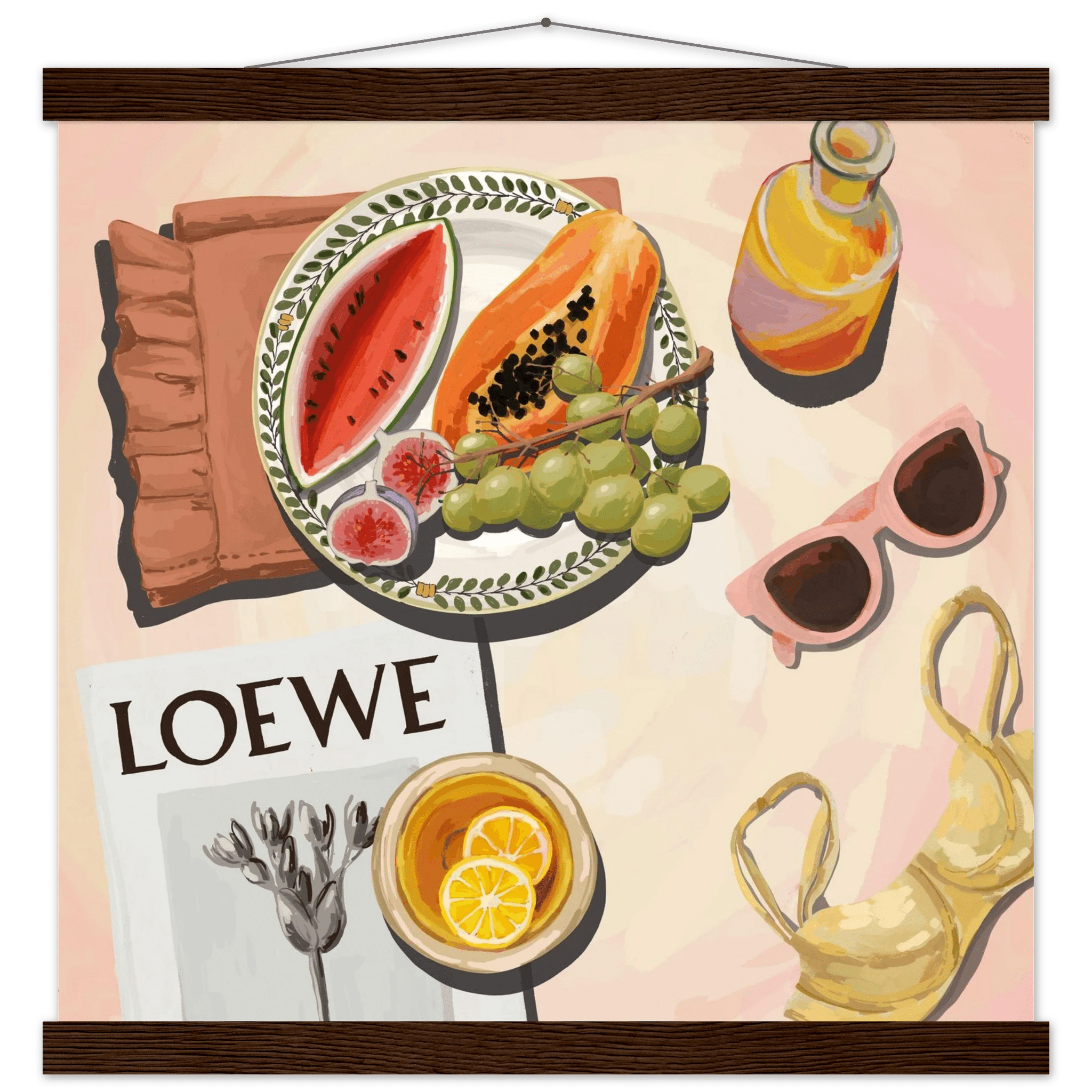 Loewe Summer Fruits Poster | Dopamine Decor Food Wall Art | Pastel Square Kitchen Print - Evergreen Posters - 30