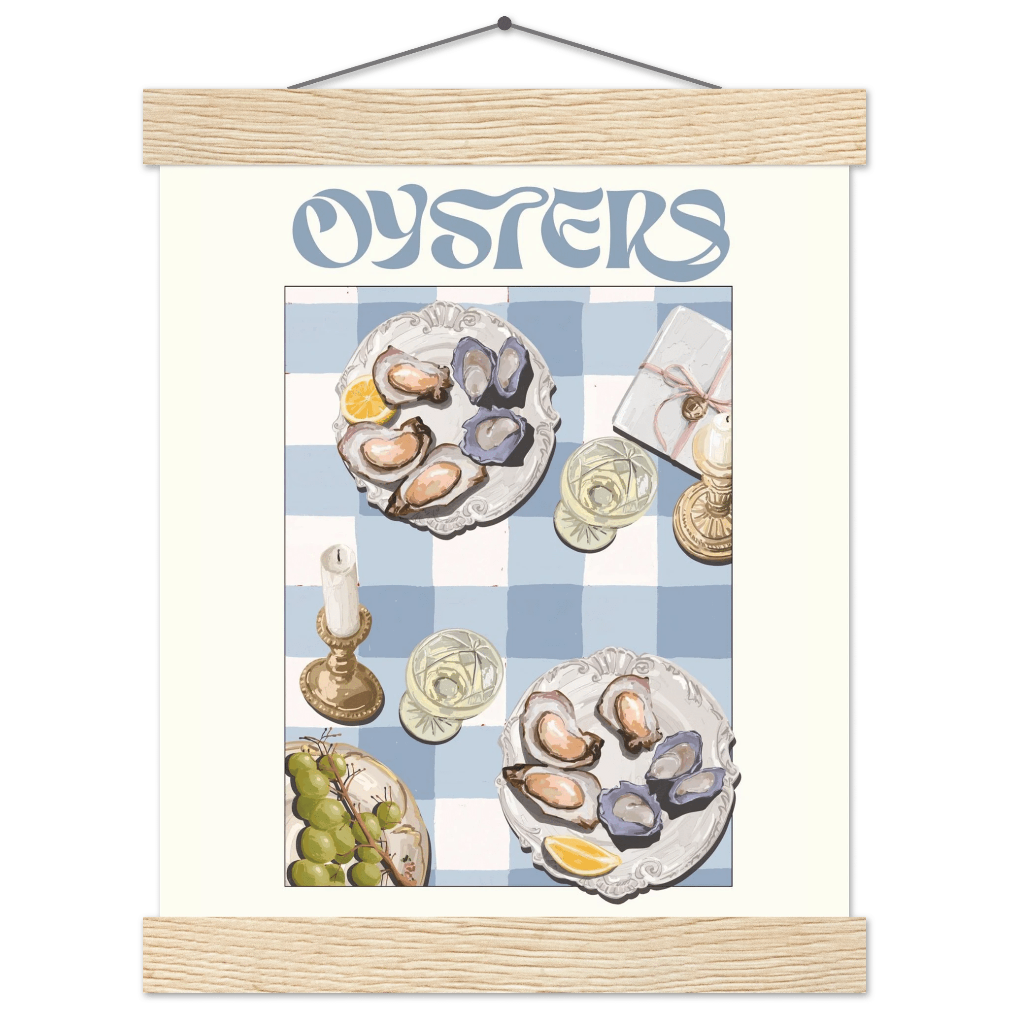 Oysters Poster – Playful Seafood Kitchen Wall Art Print (Digital & Printed Options) - Evergreen Posters