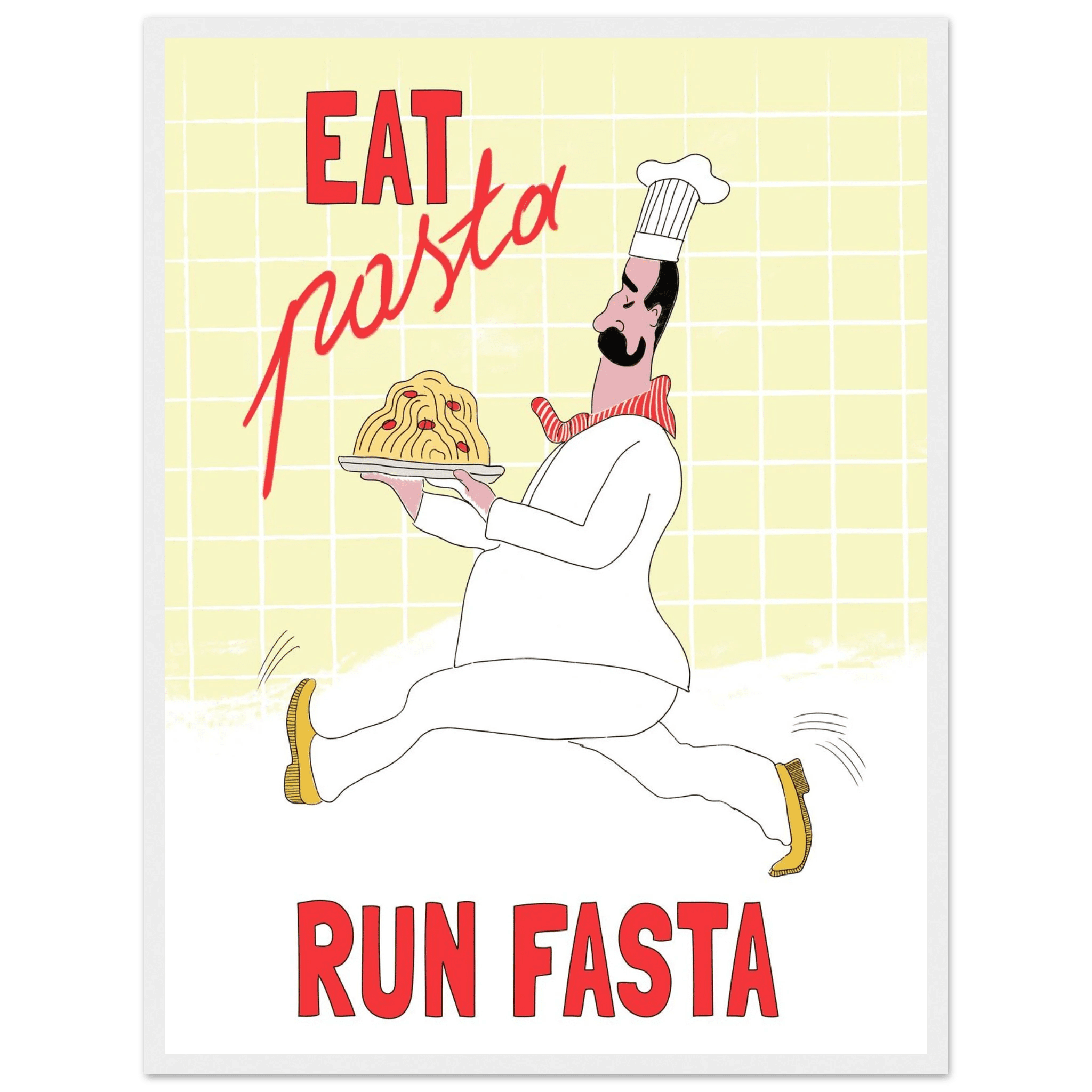 Eat Pasta Run Fasta Poster – Playful Kitchen Wall Art Print (Digital & Printed Options) - Evergreen Posters
