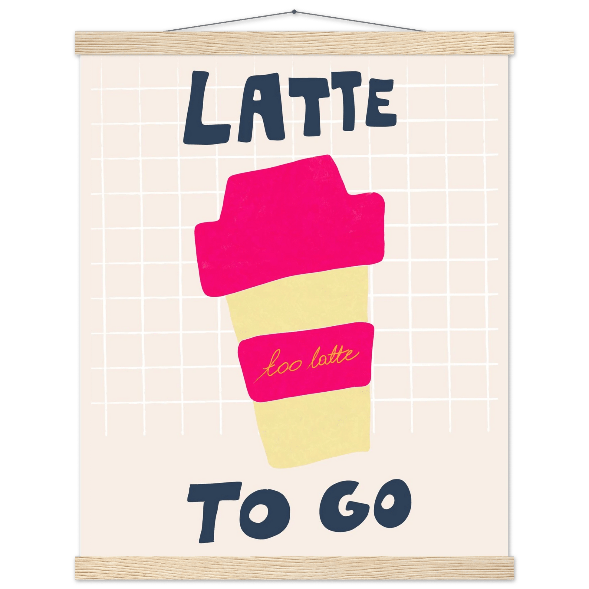 Latte To Go Poster – Playful Coffee Kitchen Wall Art Print (Digital & Printed Options) - Evergreen Posters