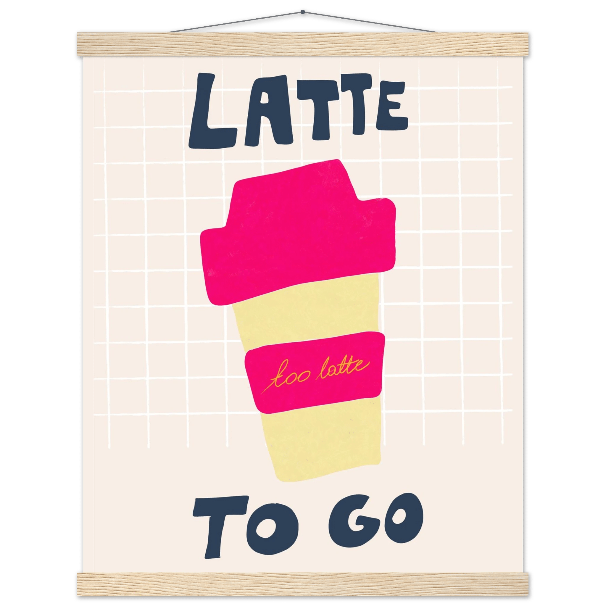 Latte To Go Poster – Playful Coffee Kitchen Wall Art Print (Digital & Printed Options) - Evergreen Posters