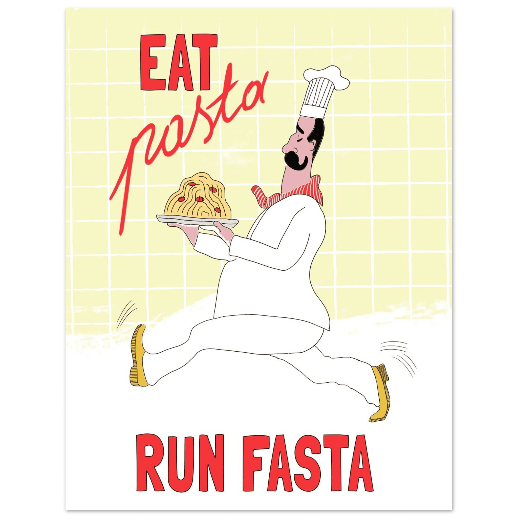 Eat Pasta Run Fasta Poster – Playful Kitchen Wall Art Print (Digital & Printed Options) - Evergreen Posters