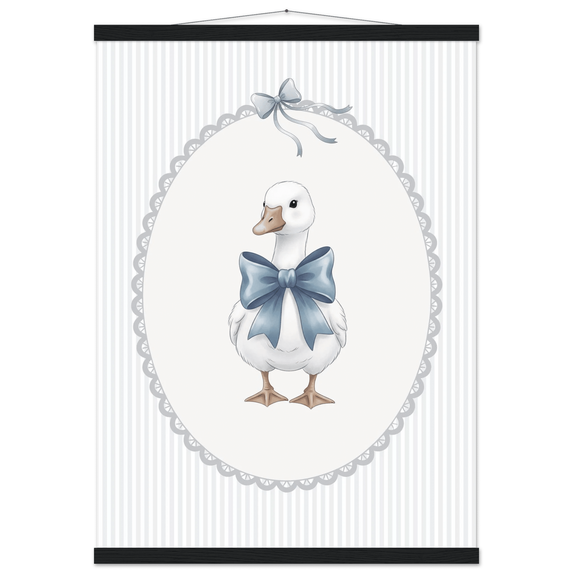 Blue Bow Duck Nursery Poster – Sweet Baby Room Wall Art Print - Evergreen Posters