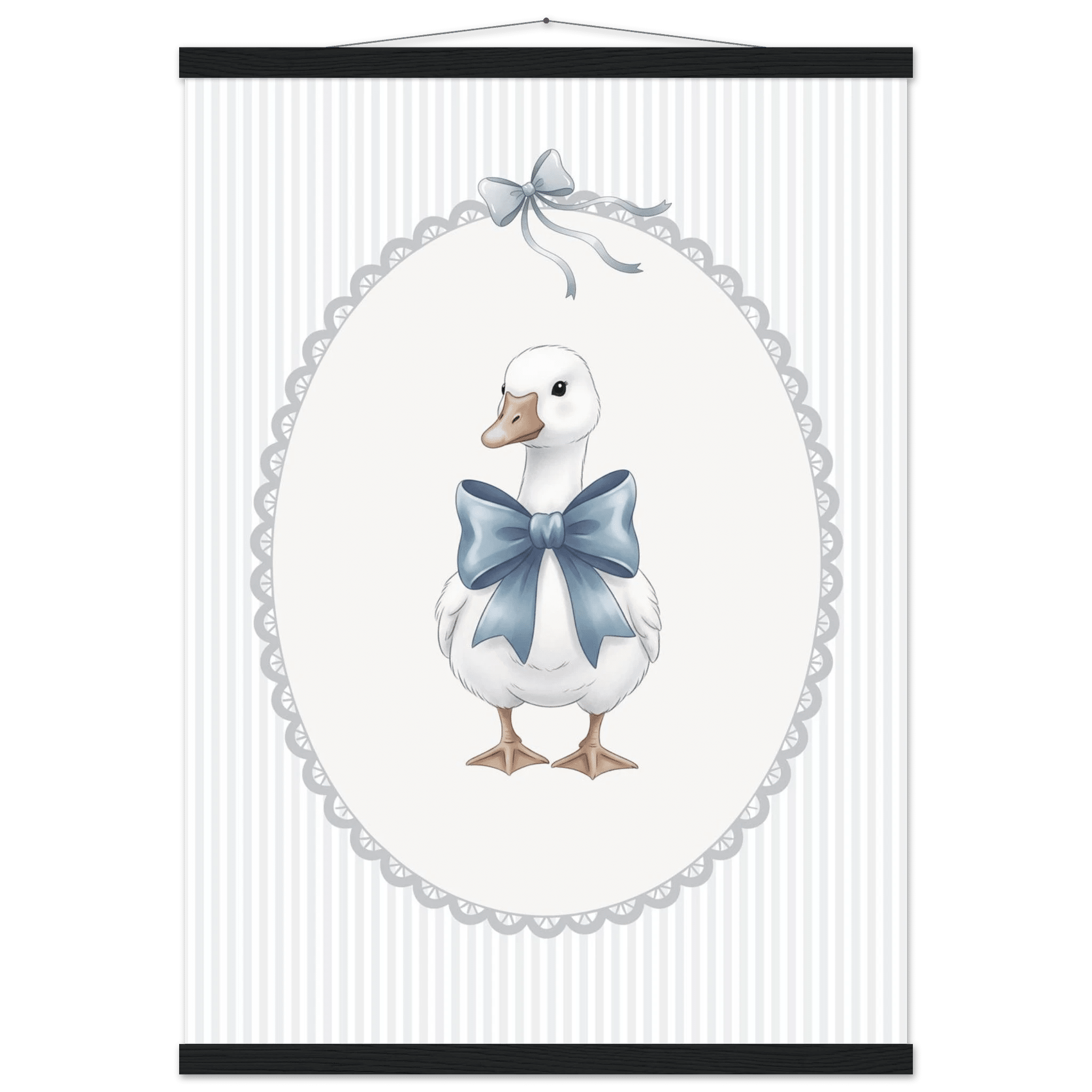 Blue Bow Duck Nursery Poster – Sweet Baby Room Wall Art Print - Evergreen Posters