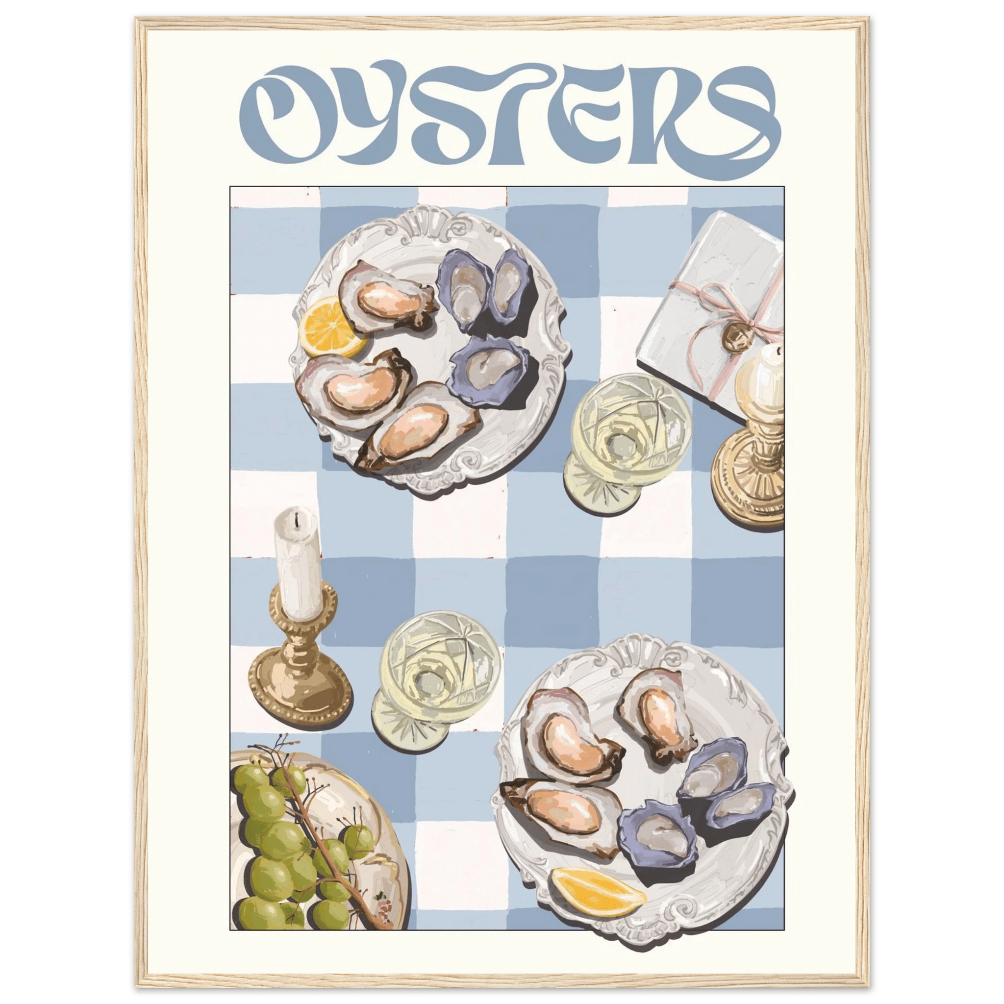 Oysters Poster – Playful Seafood Kitchen Wall Art Print (Digital & Printed Options) - Evergreen Posters