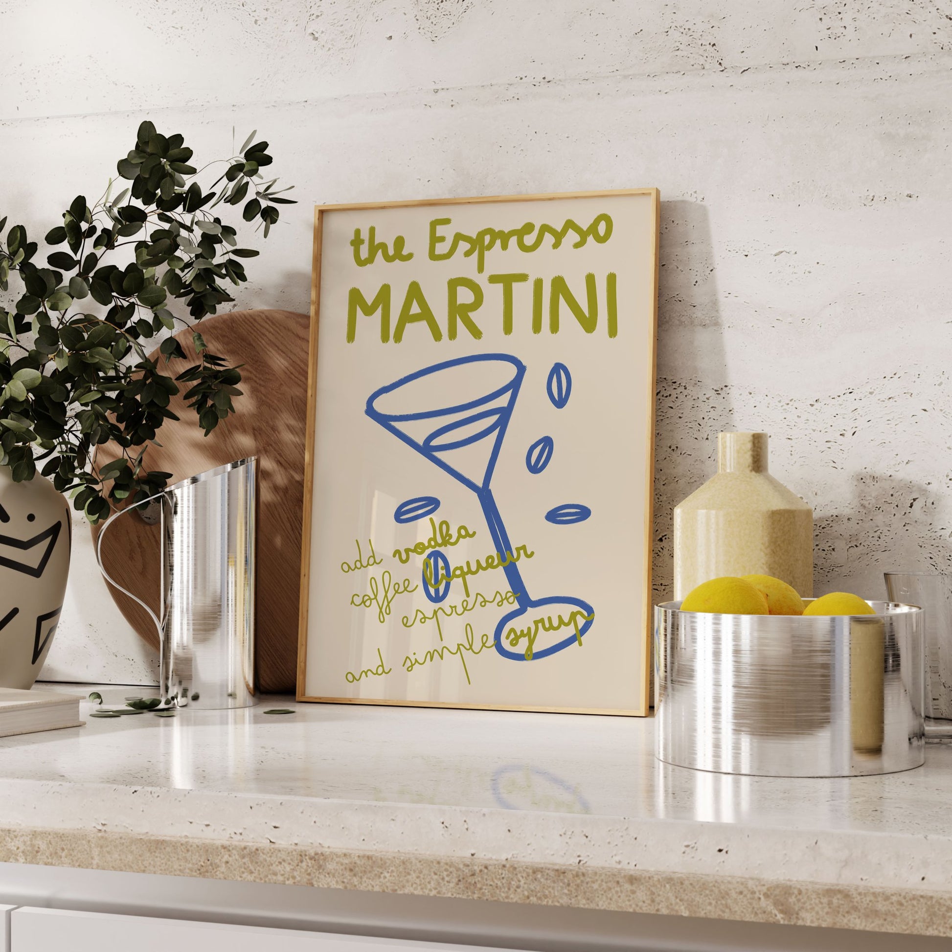 Espresso Martini Print | Cocktail Recipe Wall Art | Kitchen Bar Poster - Evergreen Posters