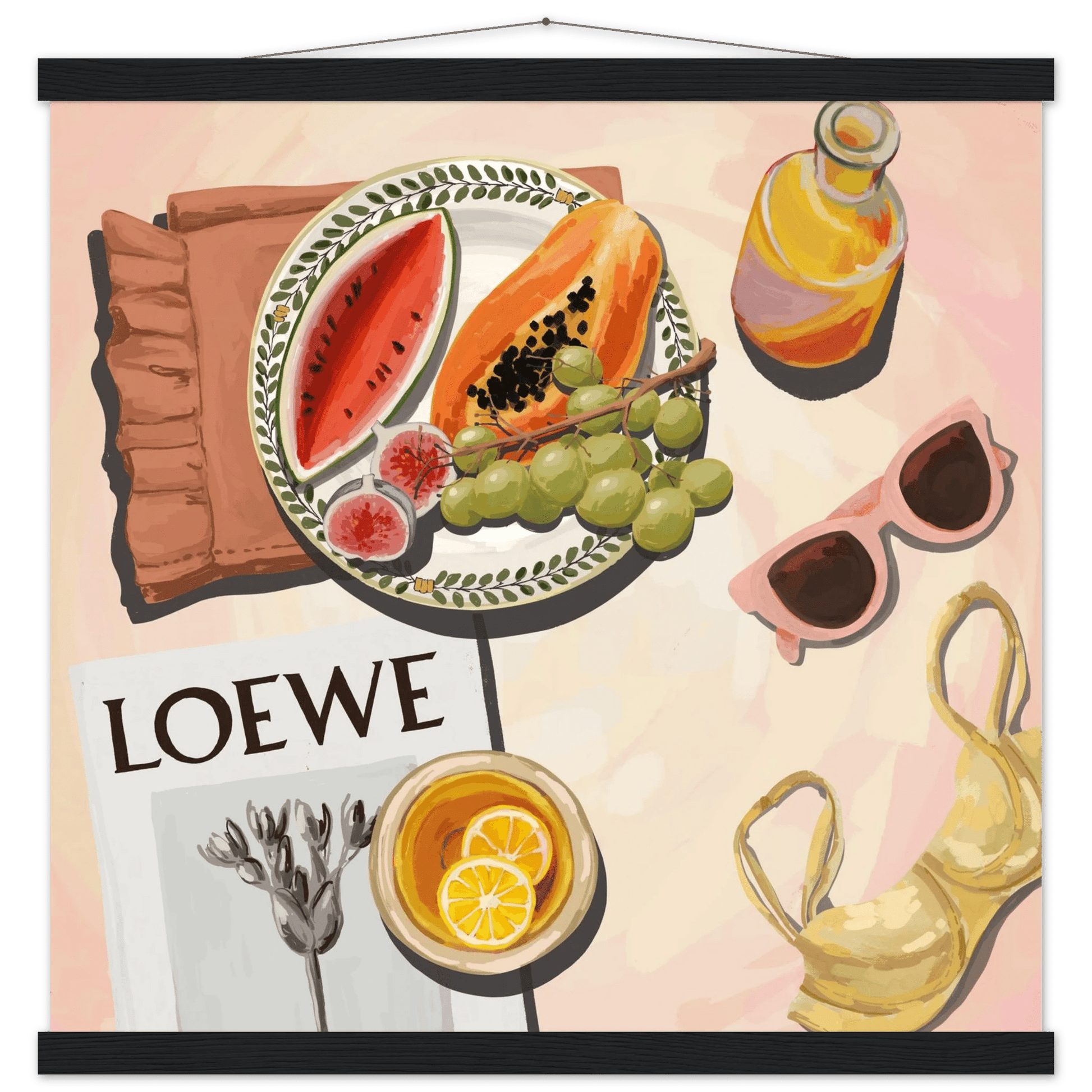 Loewe Summer Fruits Poster | Dopamine Decor Food Wall Art | Pastel Square Kitchen Print - Evergreen Posters - 37