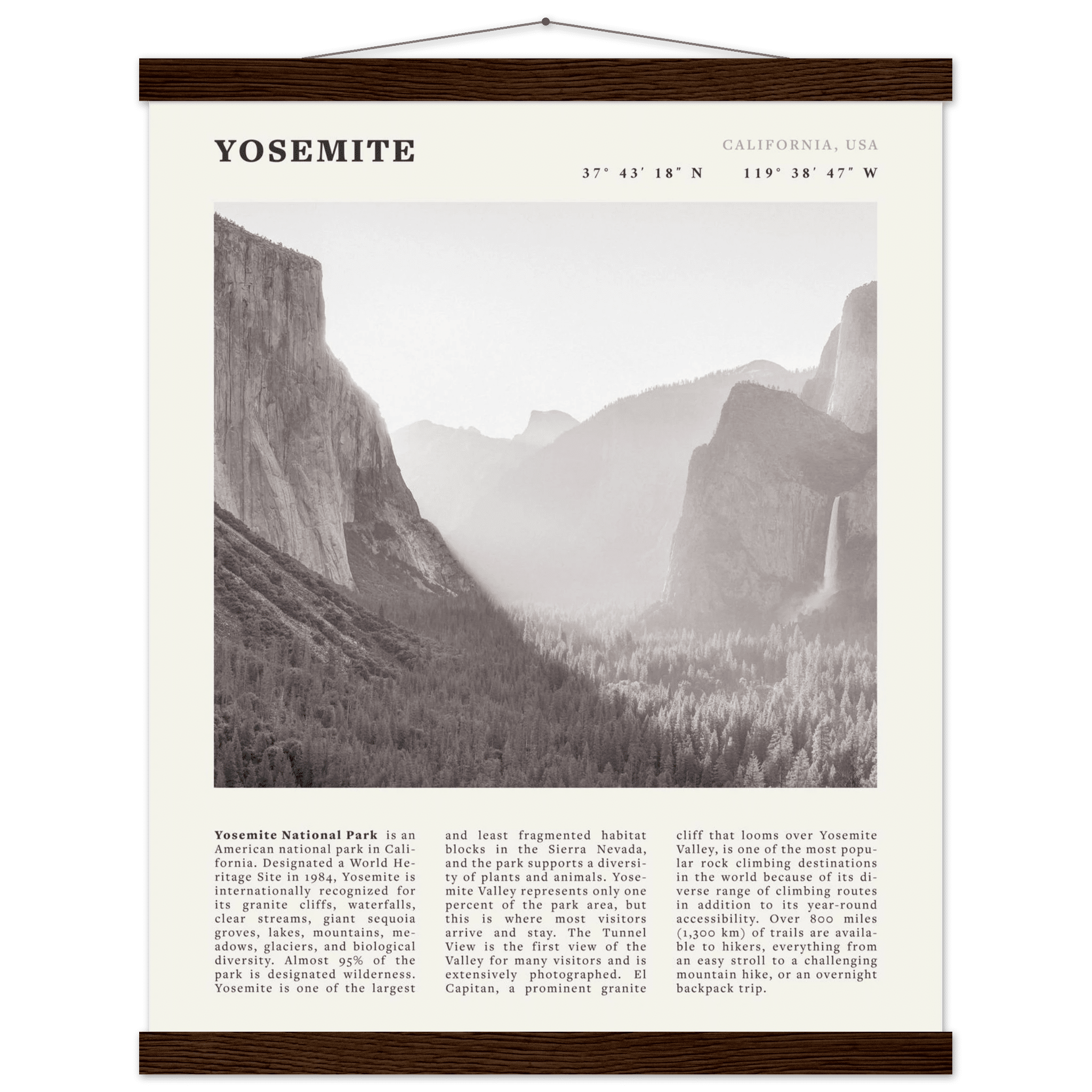 Yosemite Poster | Black & White National Park Wall Art | California Nature Print - Evergreen Posters