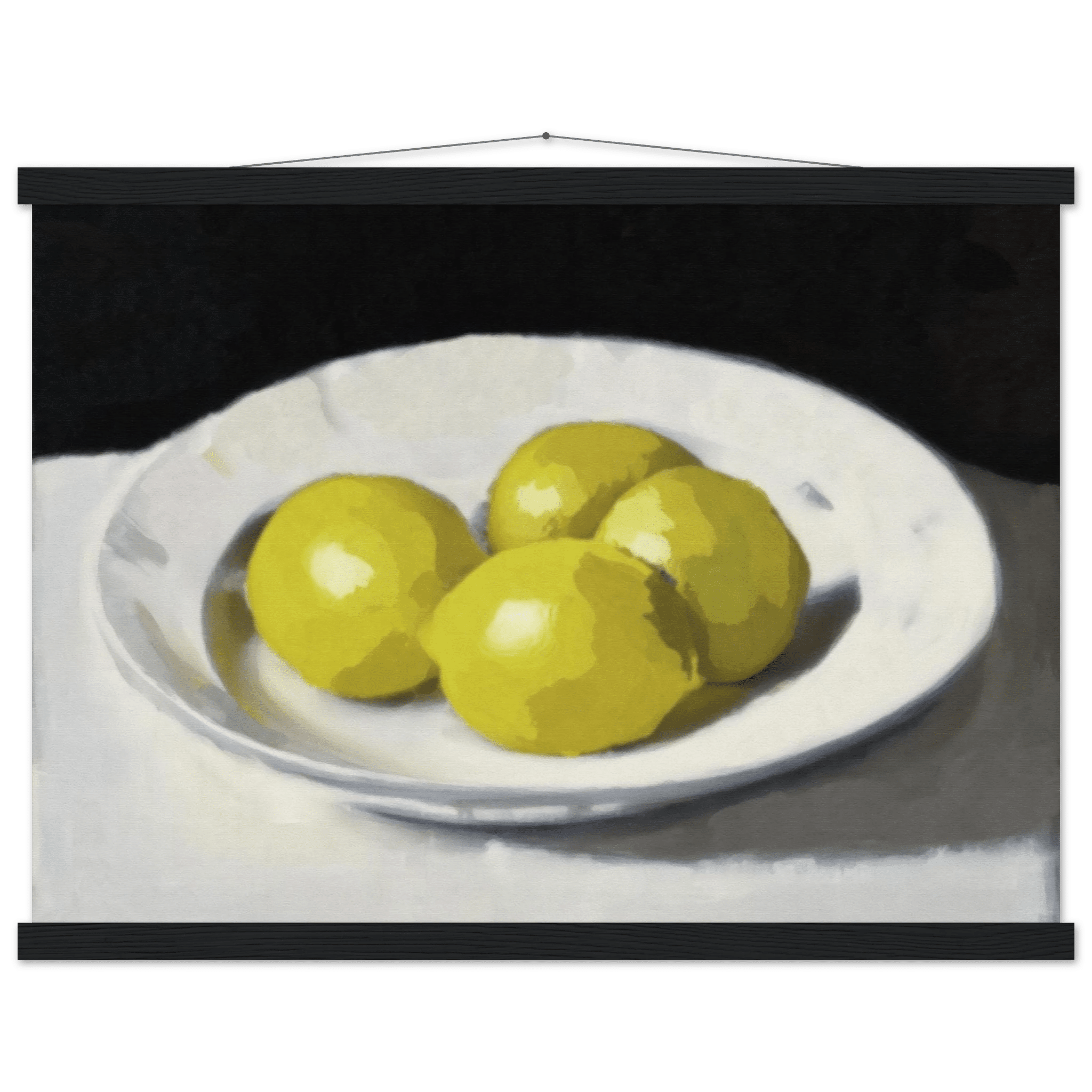 Lemons Print | Three Lemons Oil Painting Wall Art | Kitchen Still Life Poster - Evergreen Posters