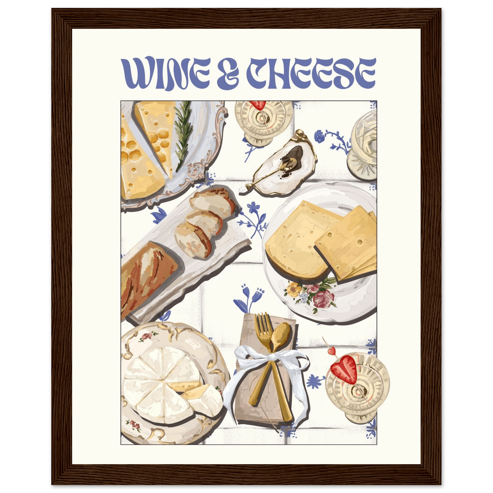 Wine & Cheese Poster – Elegant Kitchen & Dining Wall Art Print (Digital & Printed Options) - Evergreen Posters