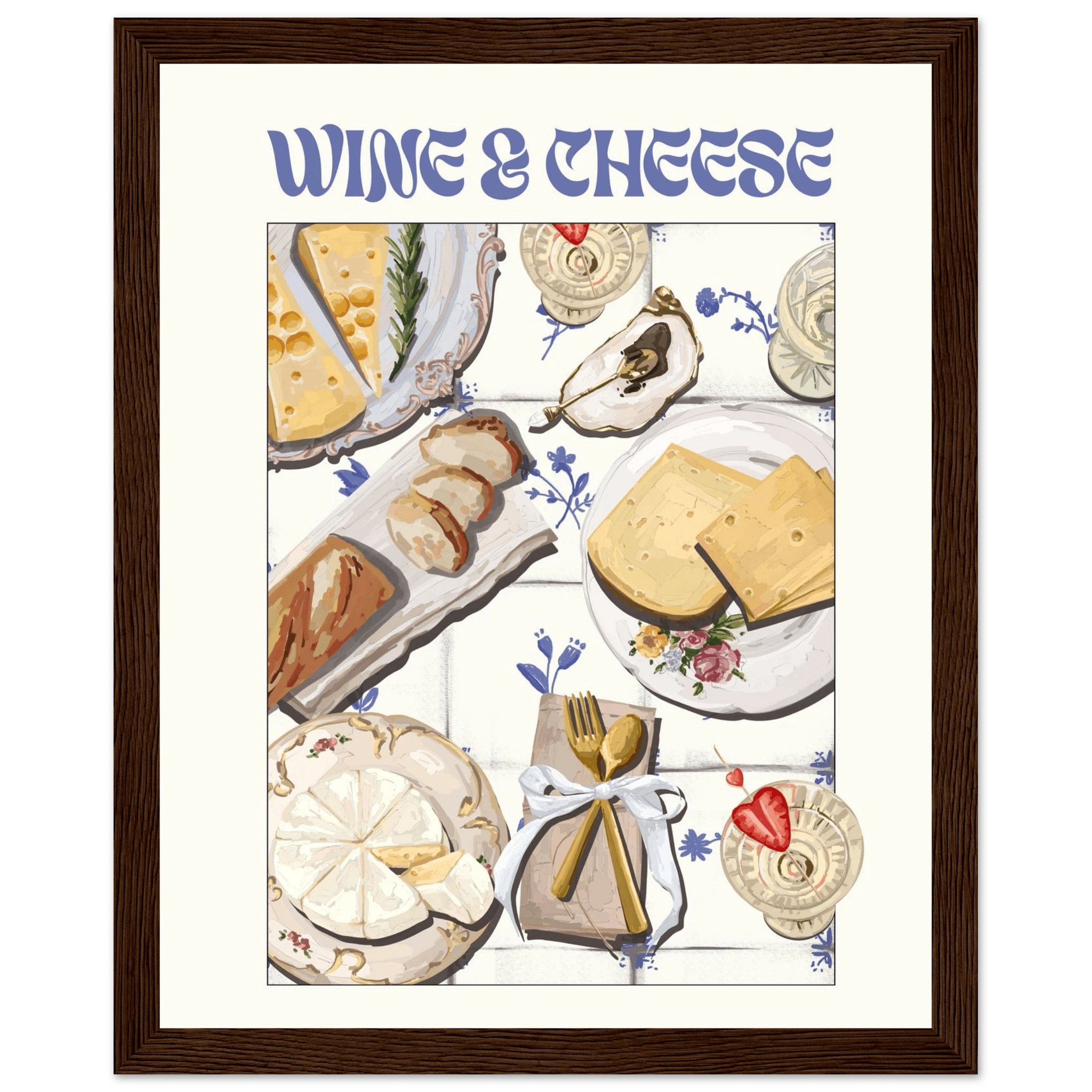 Wine & Cheese Poster – Elegant Kitchen & Dining Wall Art Print (Digital & Printed Options) - Evergreen Posters