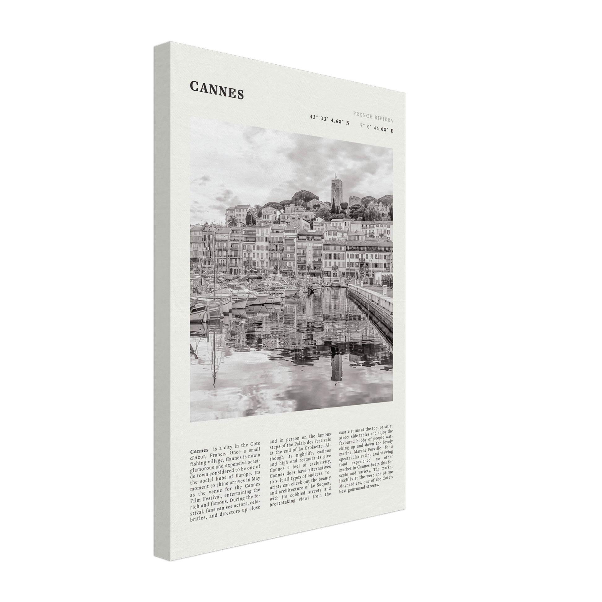 Cannes Poster | Black & White French Riviera Wall Art | France Travel Print - Evergreen Posters