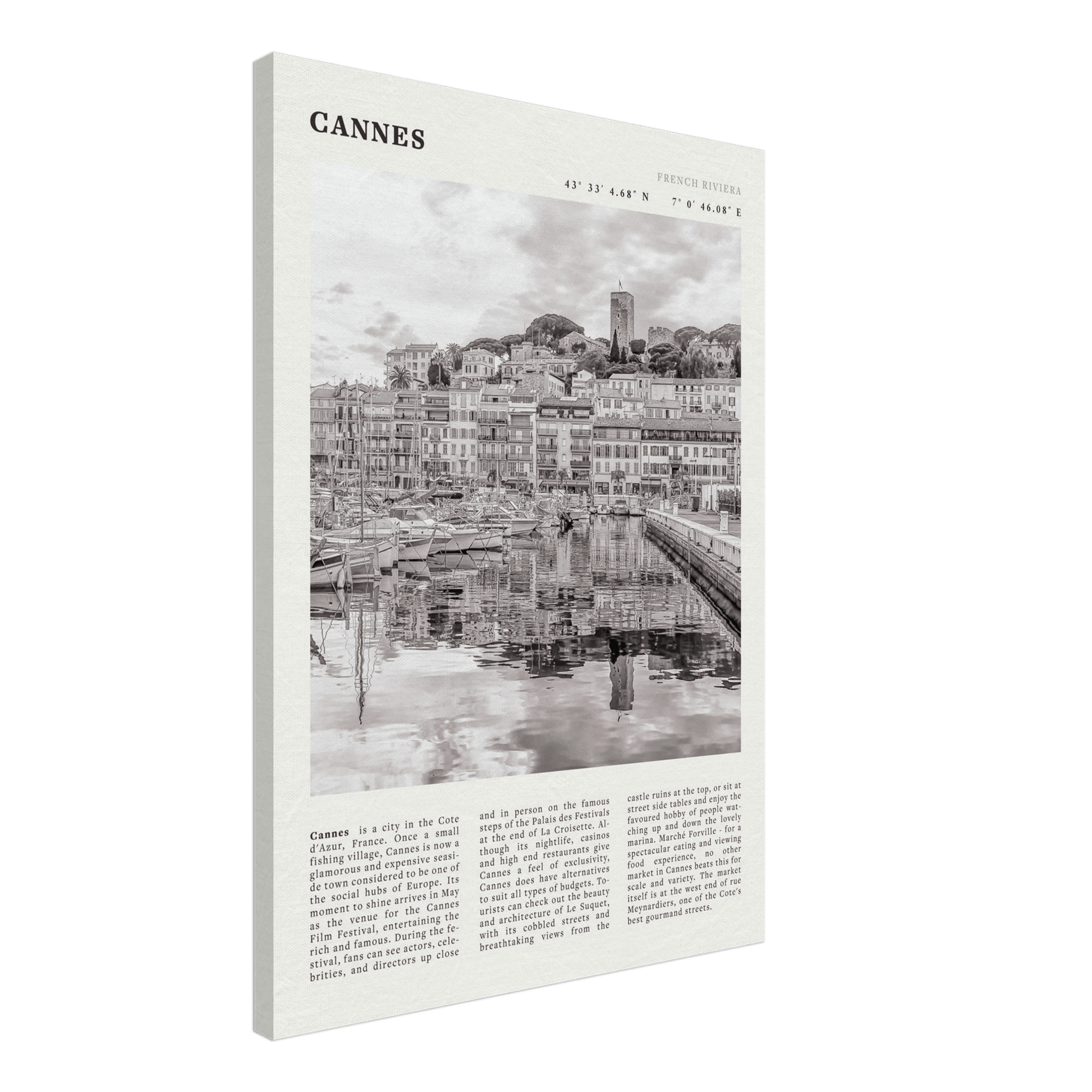 Cannes Poster | Black & White French Riviera Wall Art | France Travel Print - Evergreen Posters
