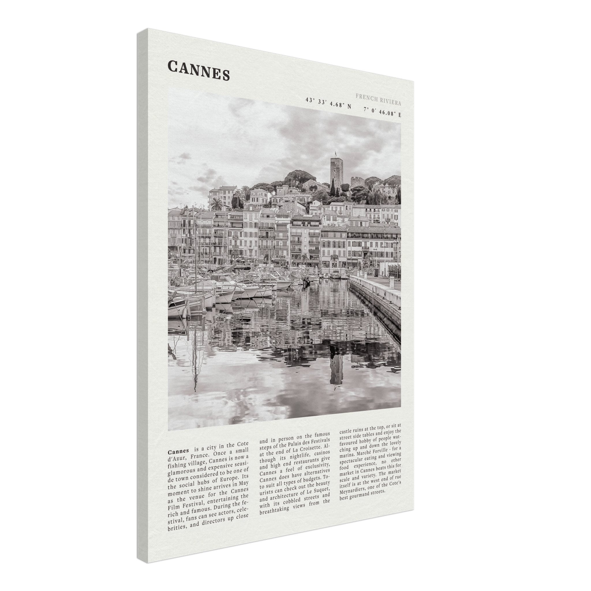 Cannes Poster | Black & White French Riviera Wall Art | France Travel Print - Evergreen Posters