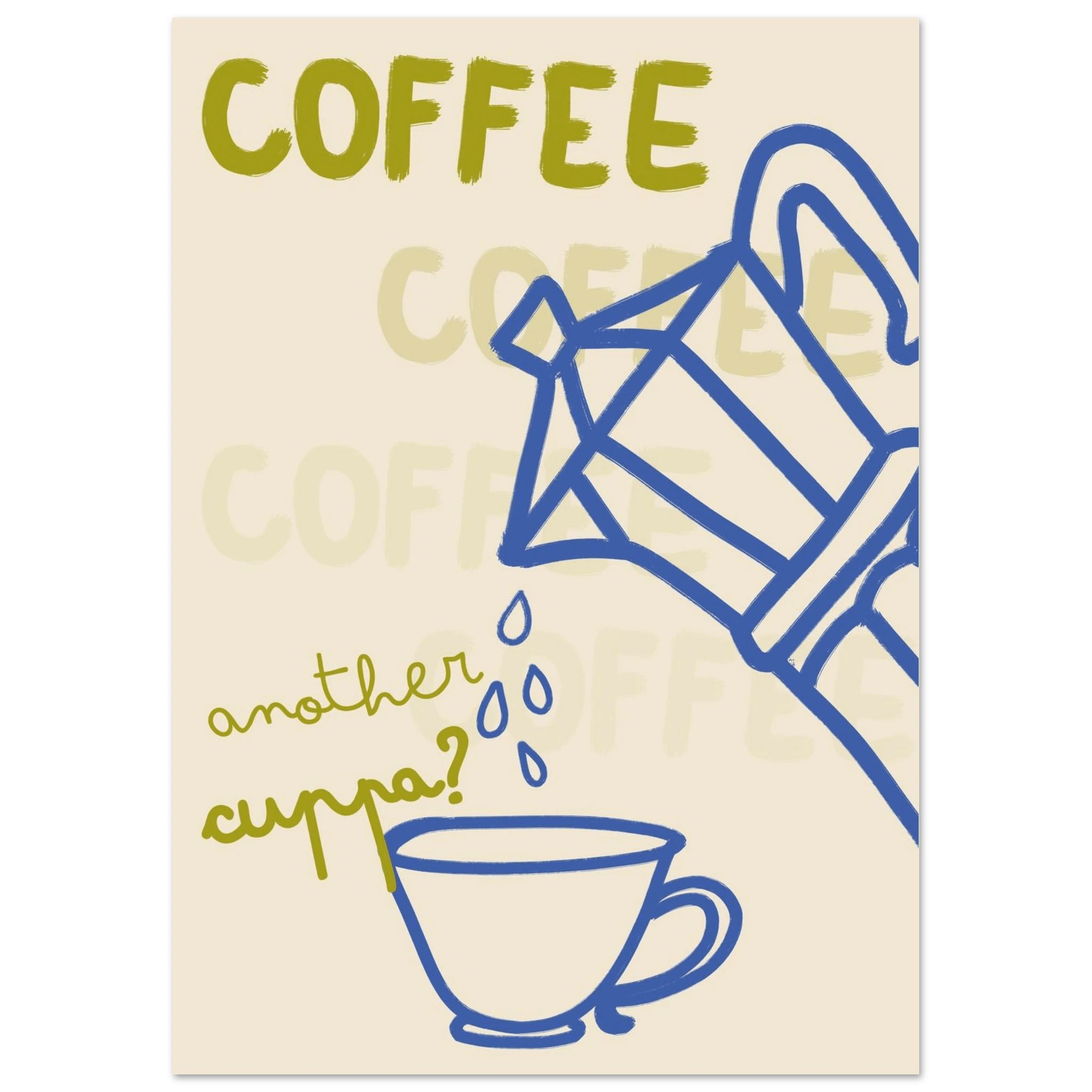 Coffee Print | Another Cuppa Moka Pot Wall Art | Kitchen Coffee Poster - Evergreen Posters