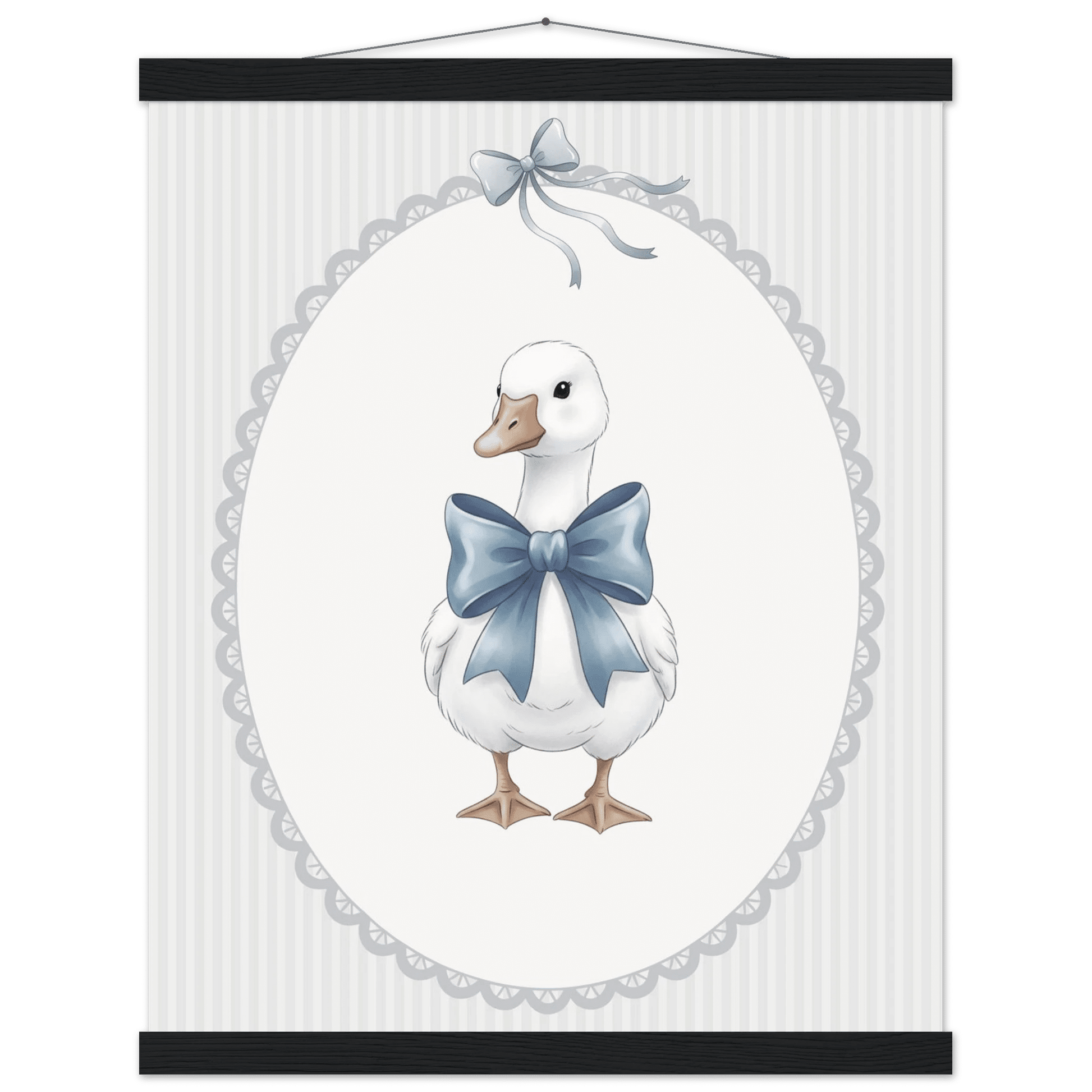 Blue Bow Duck Nursery Poster – Sweet Baby Room Wall Art Print - Evergreen Posters