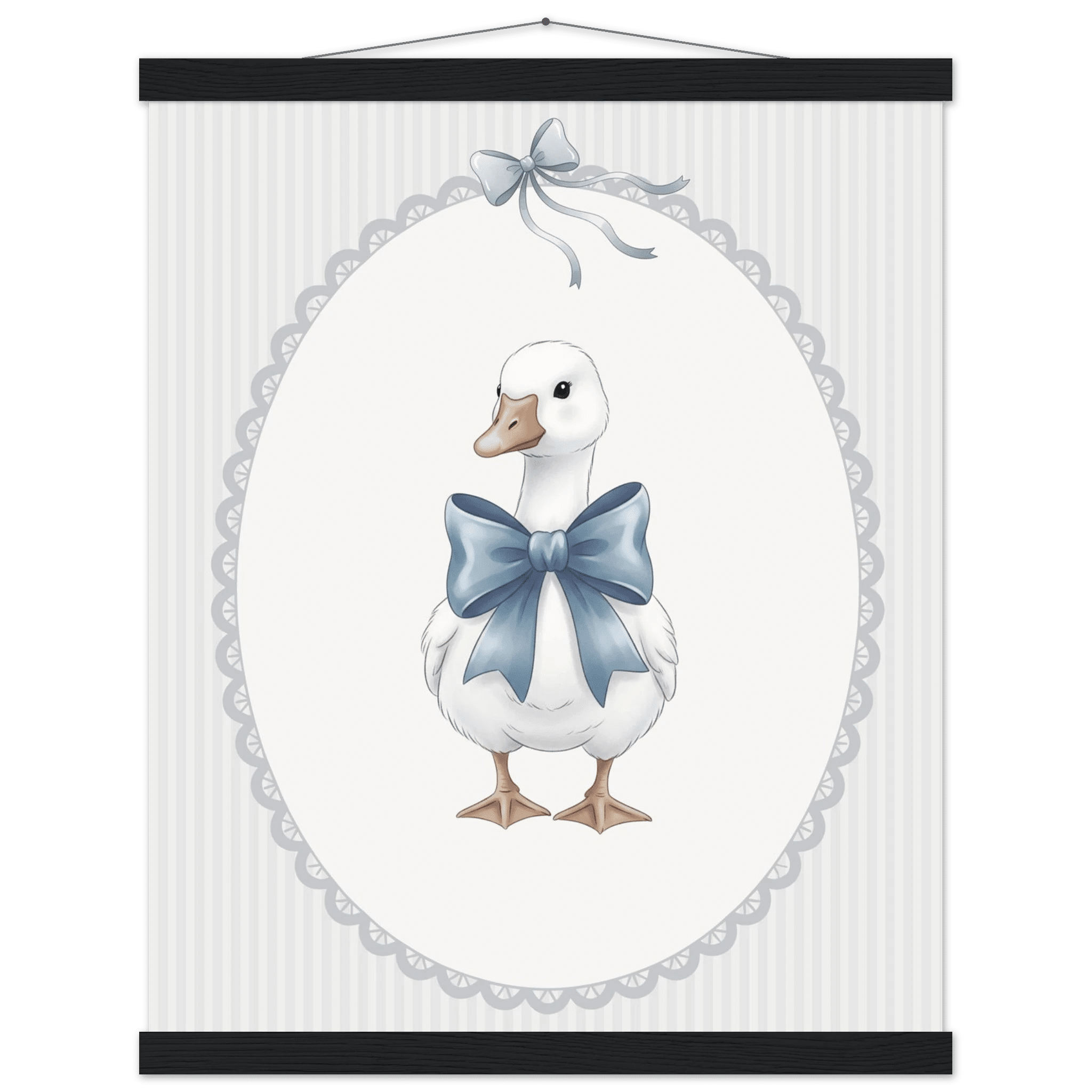 Blue Bow Duck Nursery Poster – Sweet Baby Room Wall Art Print - Evergreen Posters