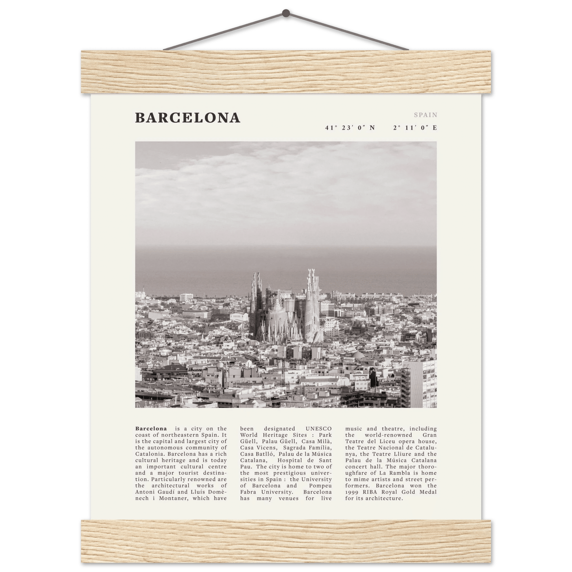 Barcelona Poster | Black & White Sagrada Familia Wall Art | Spain Travel Print - Evergreen Posters