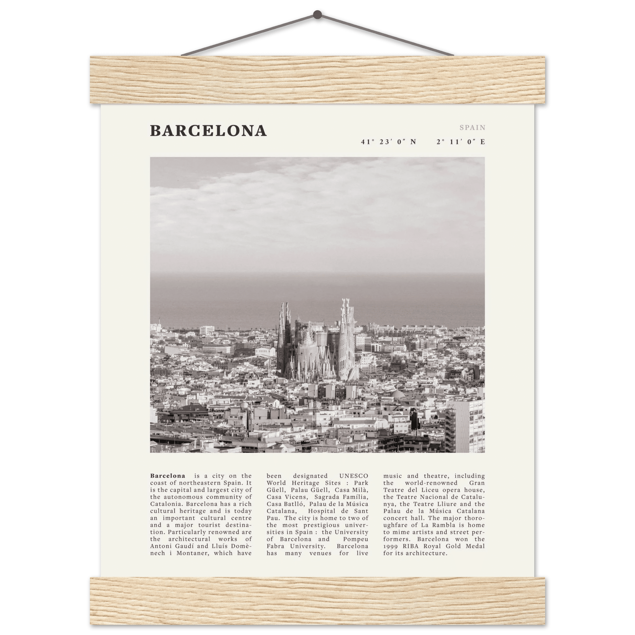 Barcelona Poster | Black & White Sagrada Familia Wall Art | Spain Travel Print - Evergreen Posters