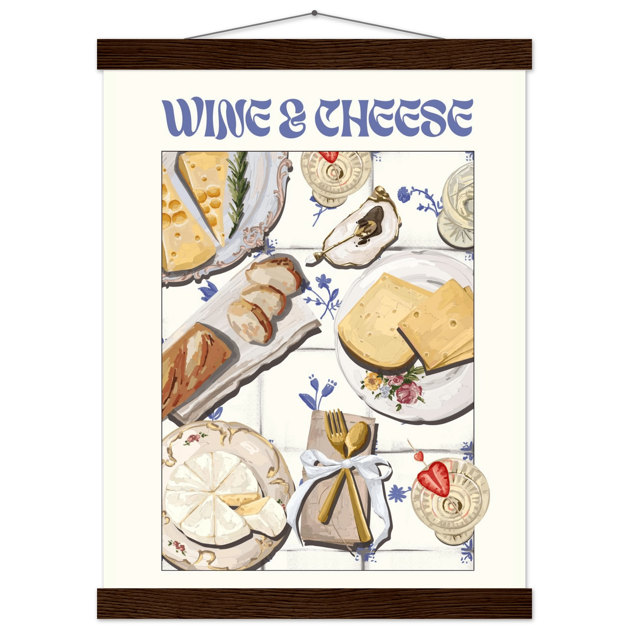 Wine & Cheese Poster – Elegant Kitchen & Dining Wall Art Print (Digital & Printed Options) - Evergreen Posters